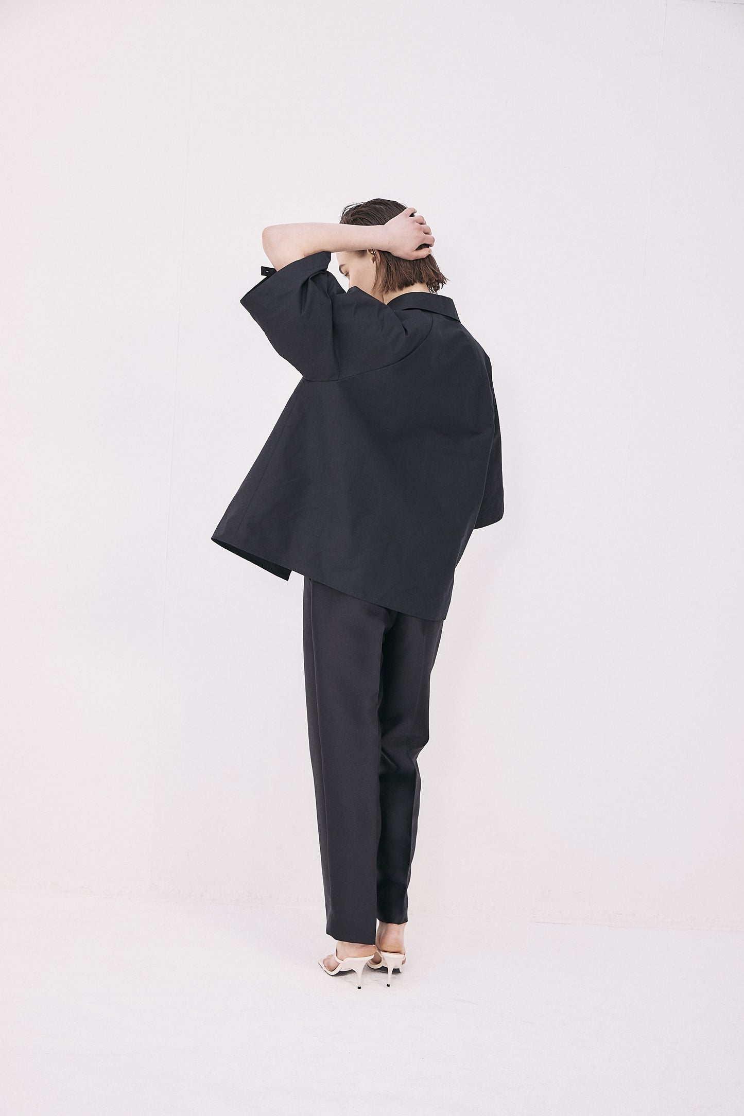Silkey sheer Pants-BLACK