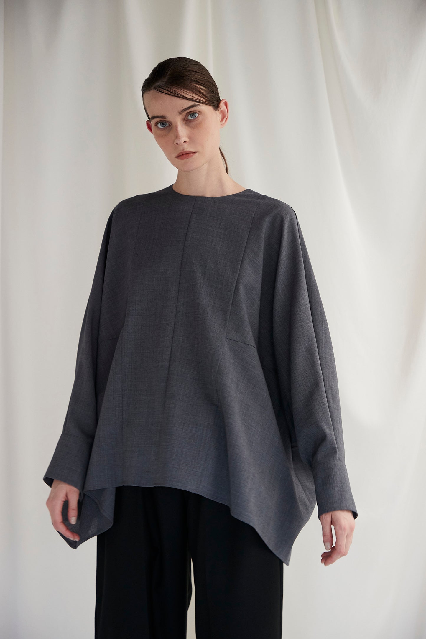 Poplin Drape Blouse