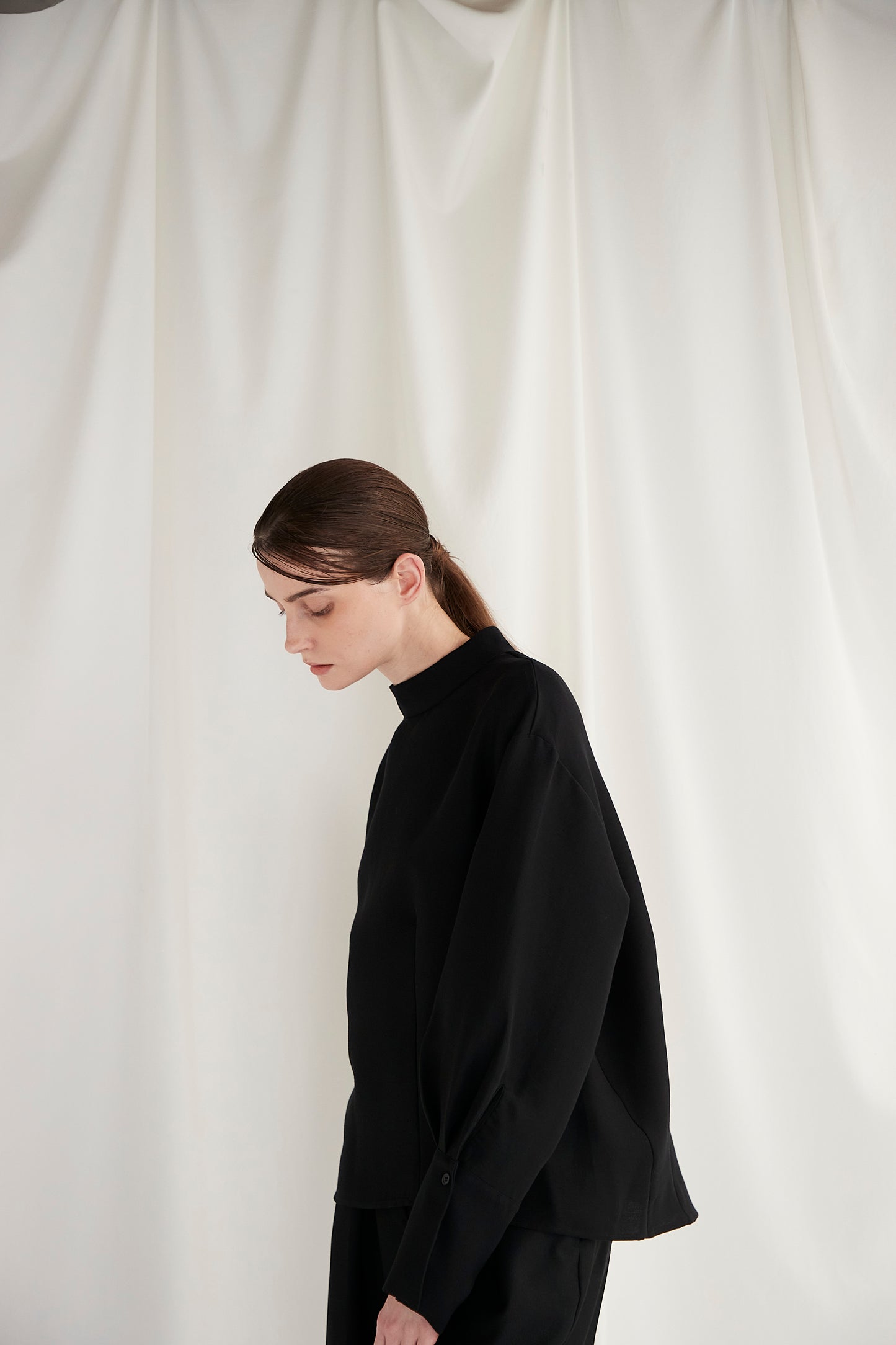 Stand Collar Cocoon Blouse