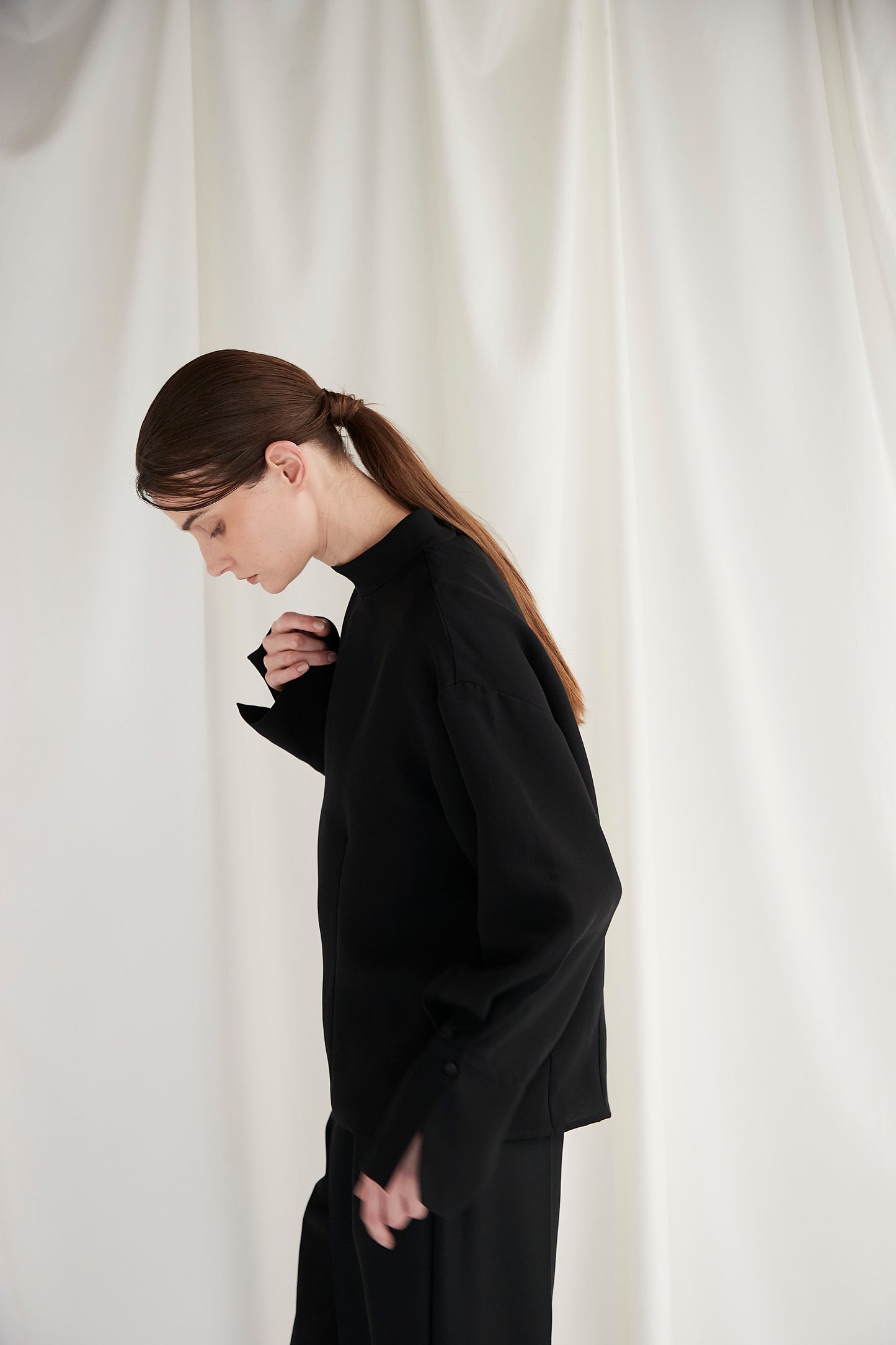 Stand Collar Cocoon Blouse