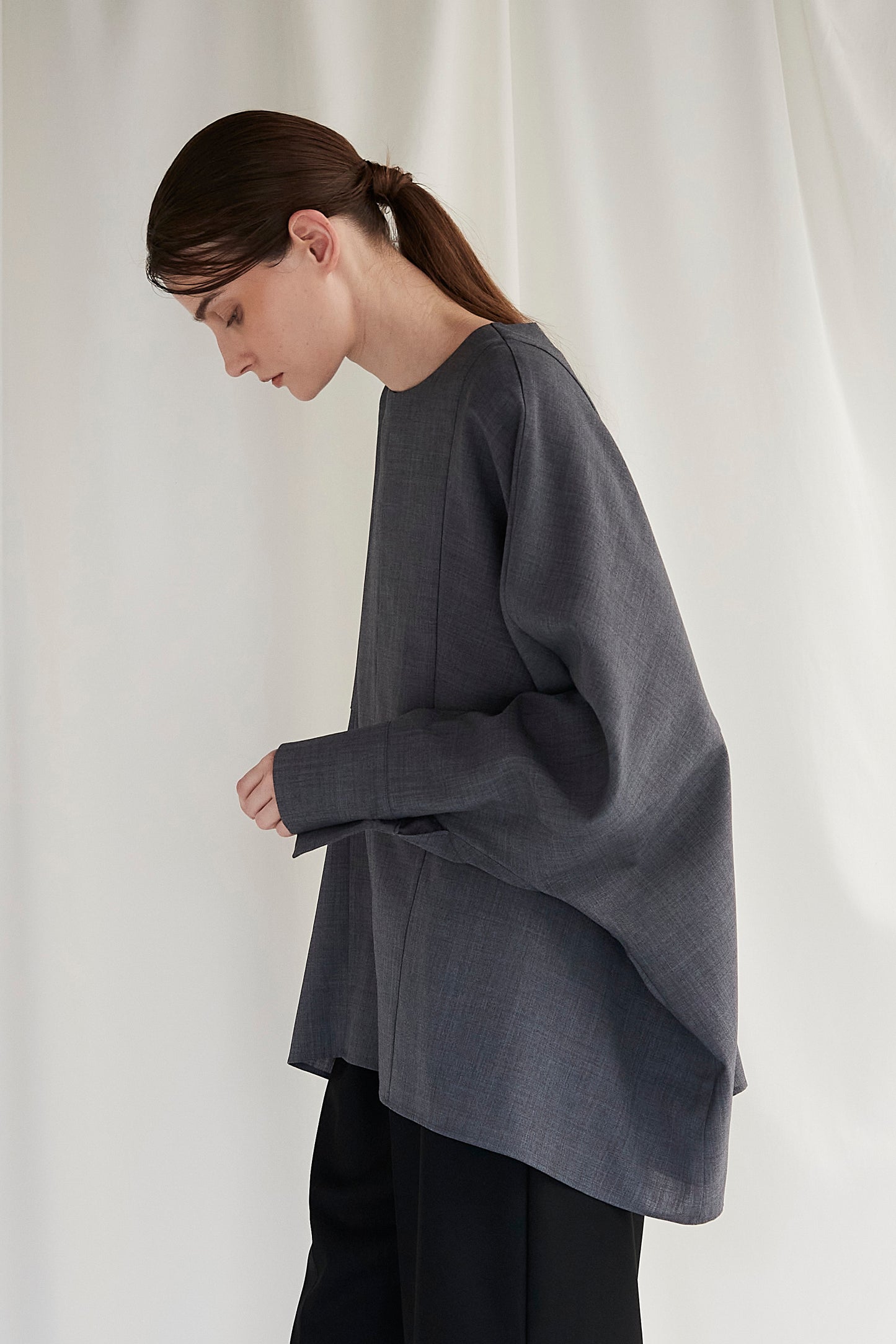 Poplin Drape Blouse