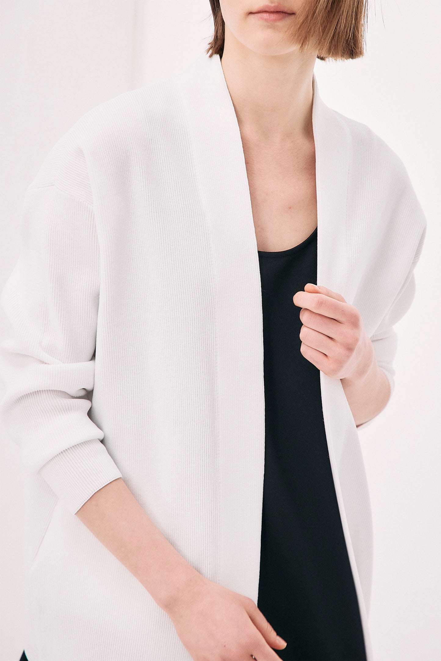 Elasticardigan Knit-WHITE