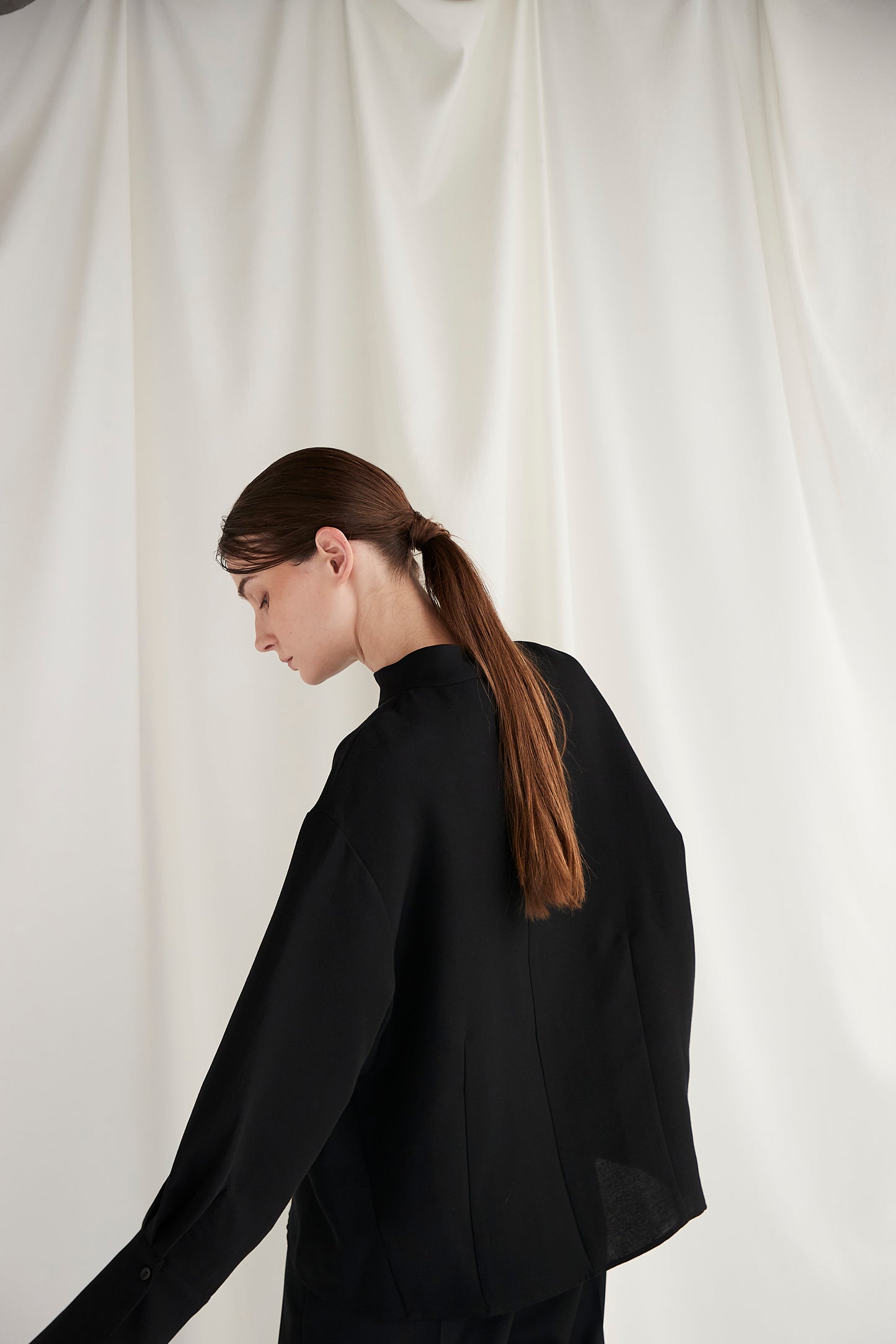 Stand Collar Cocoon Blouse
