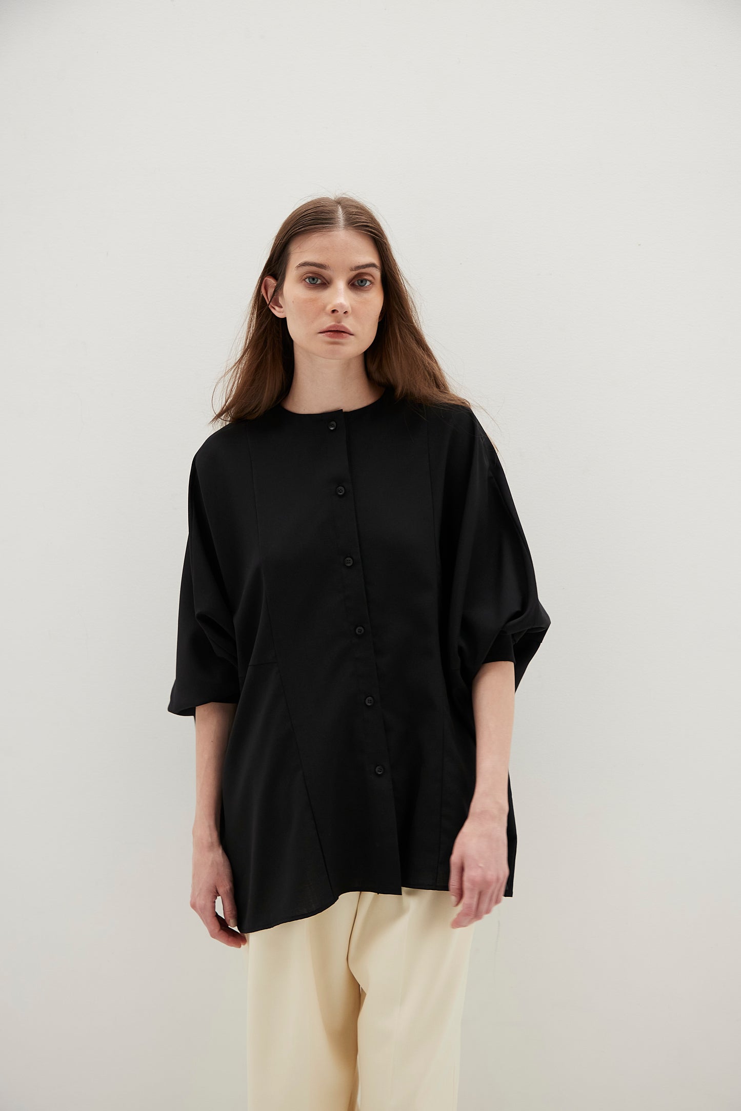 Poplin Drape Blouse