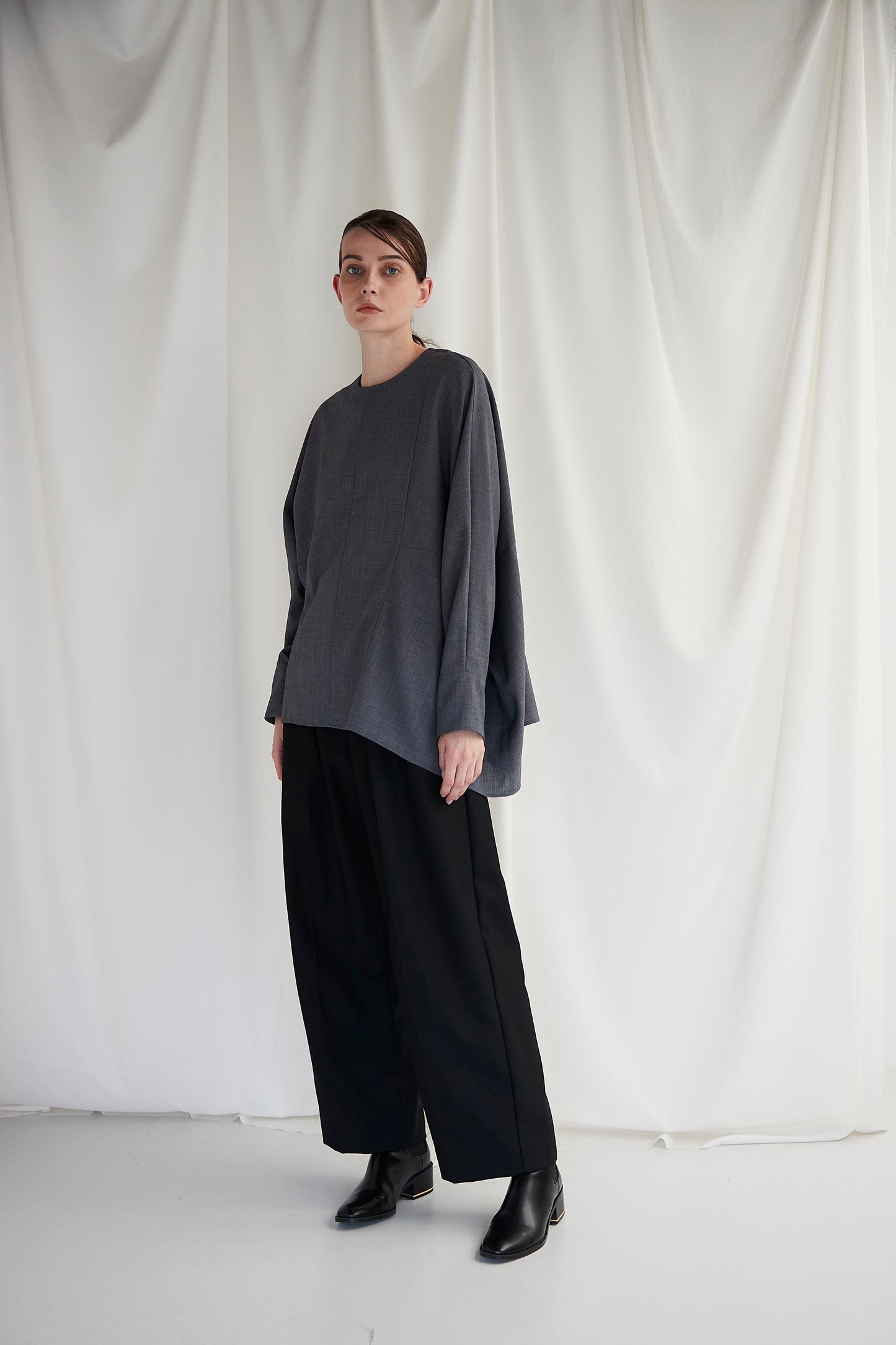 Poplin Drape Blouse