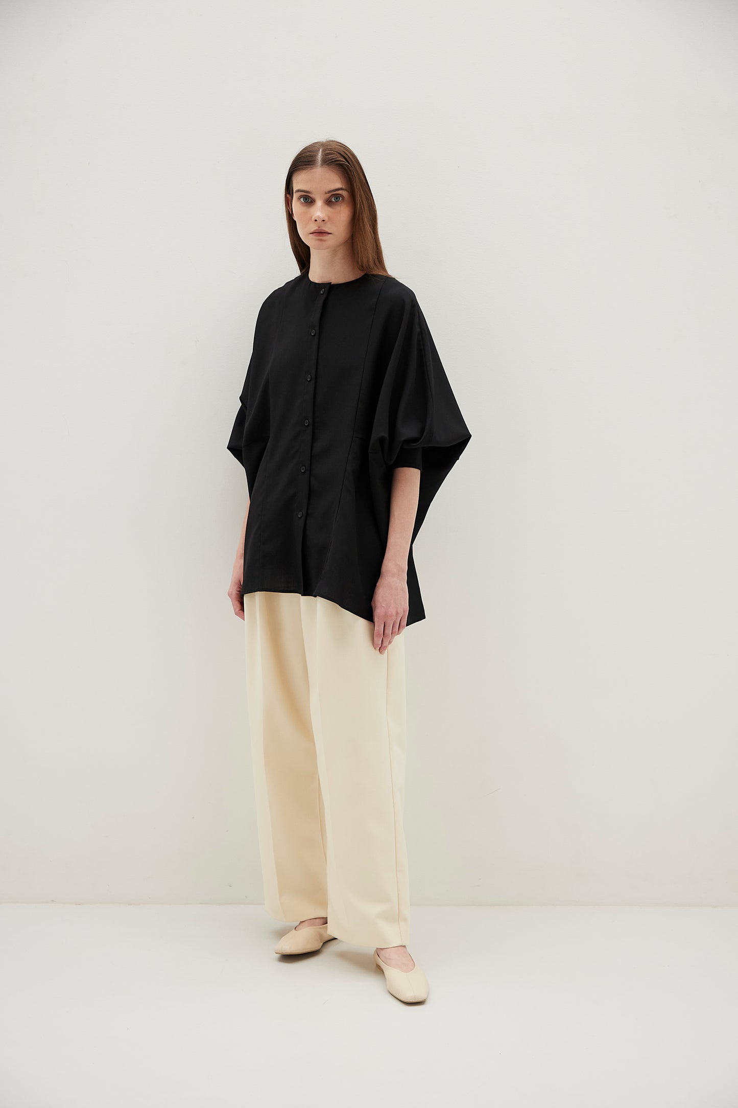 Poplin Drape Blouse