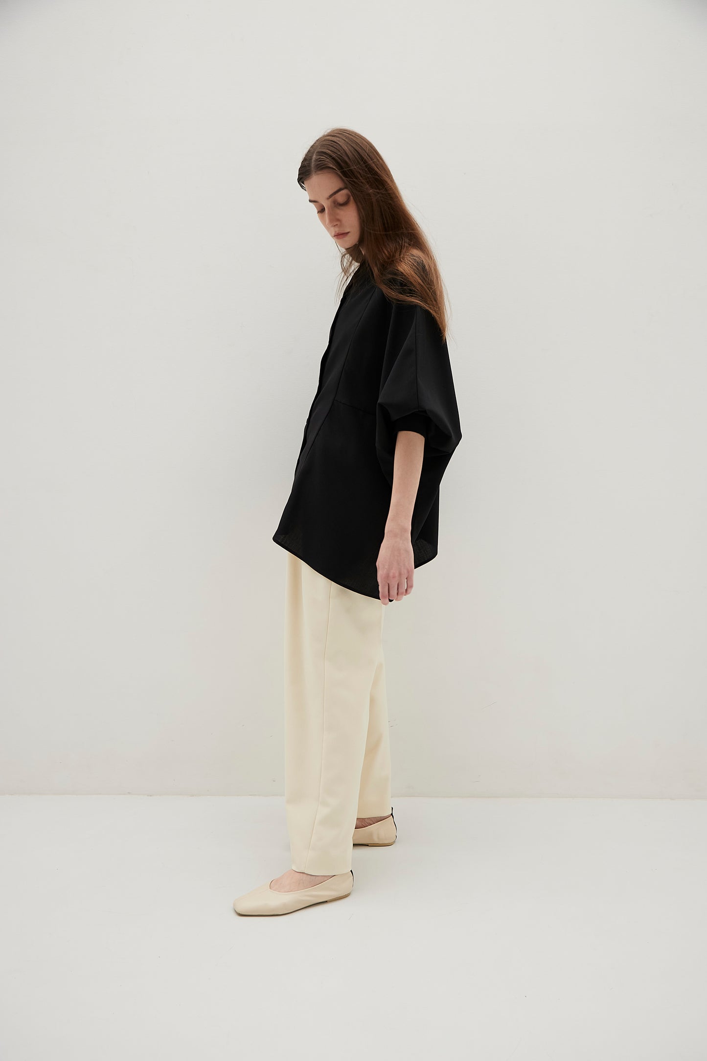Poplin Drape Blouse