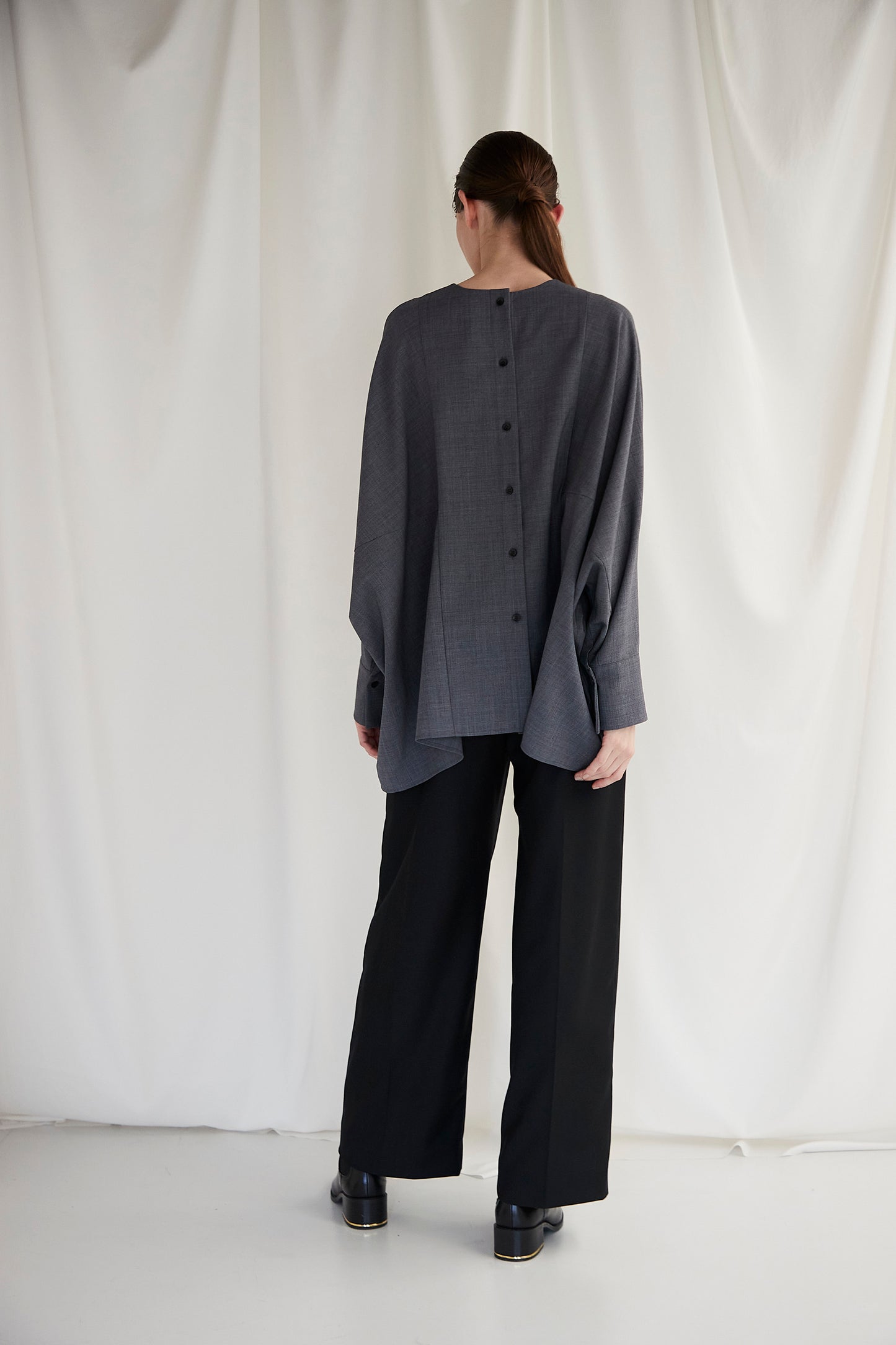 Poplin Drape Blouse
