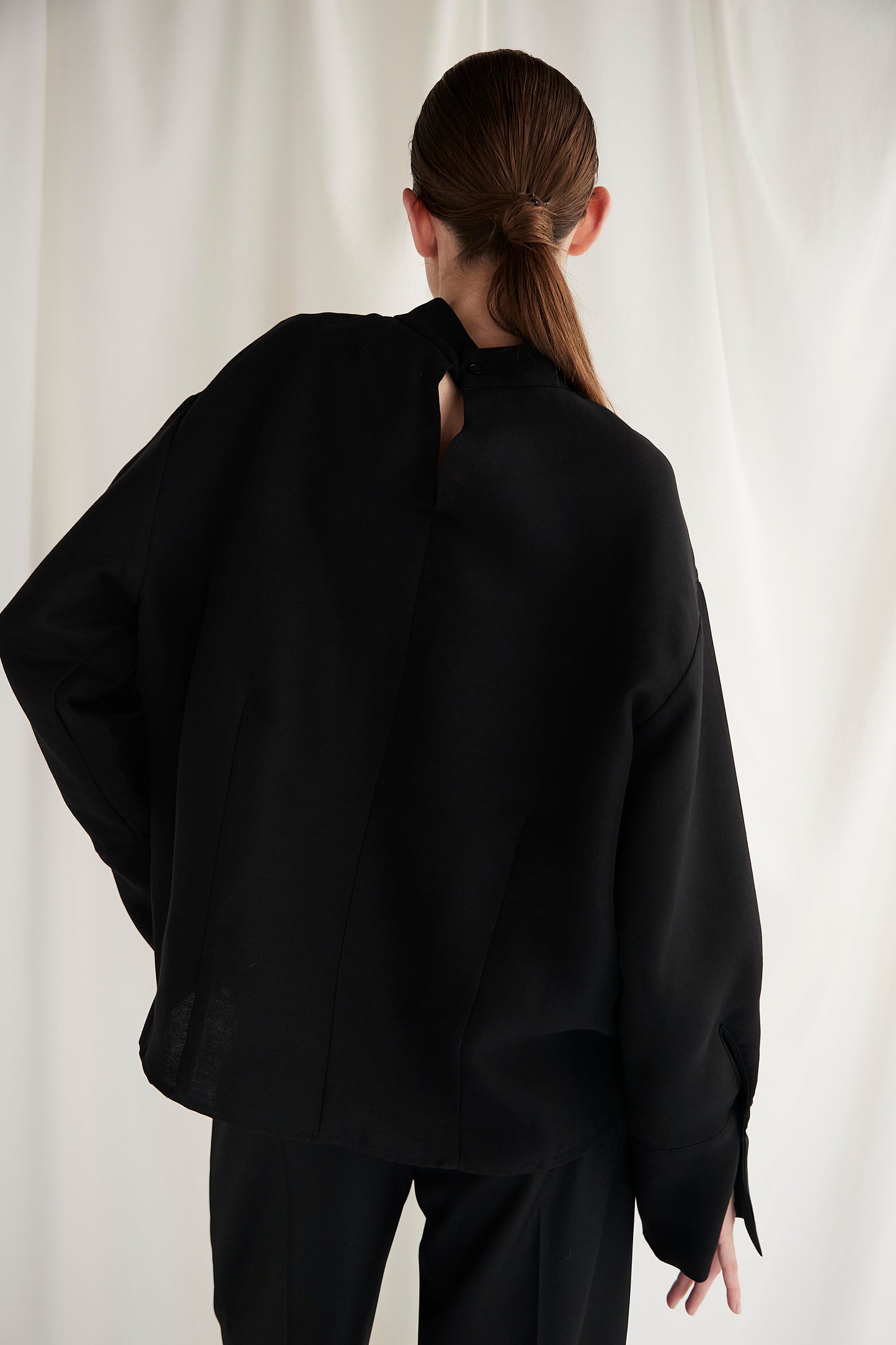 Stand Collar Cocoon Blouse