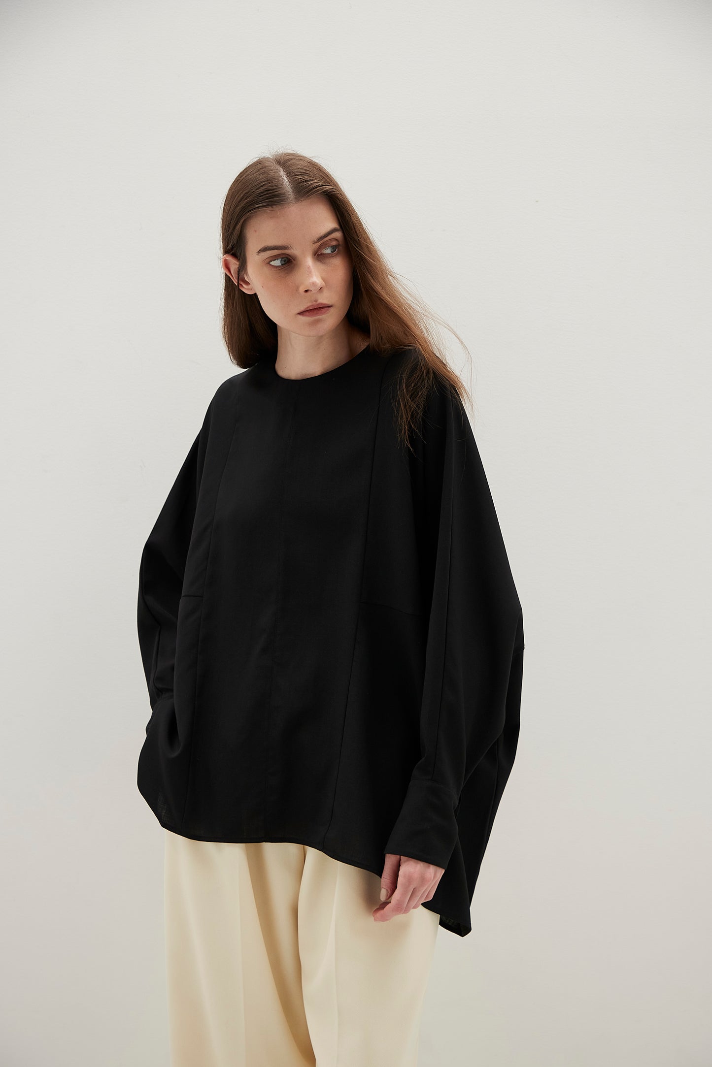 Poplin Drape Blouse