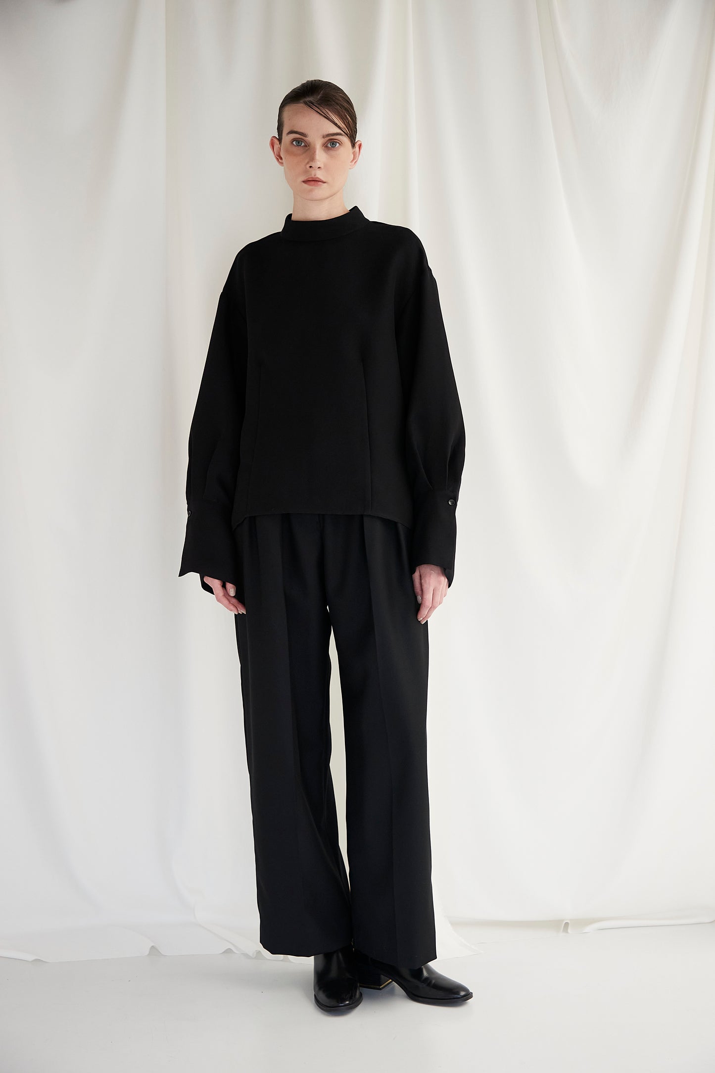 Stand Collar Cocoon Blouse