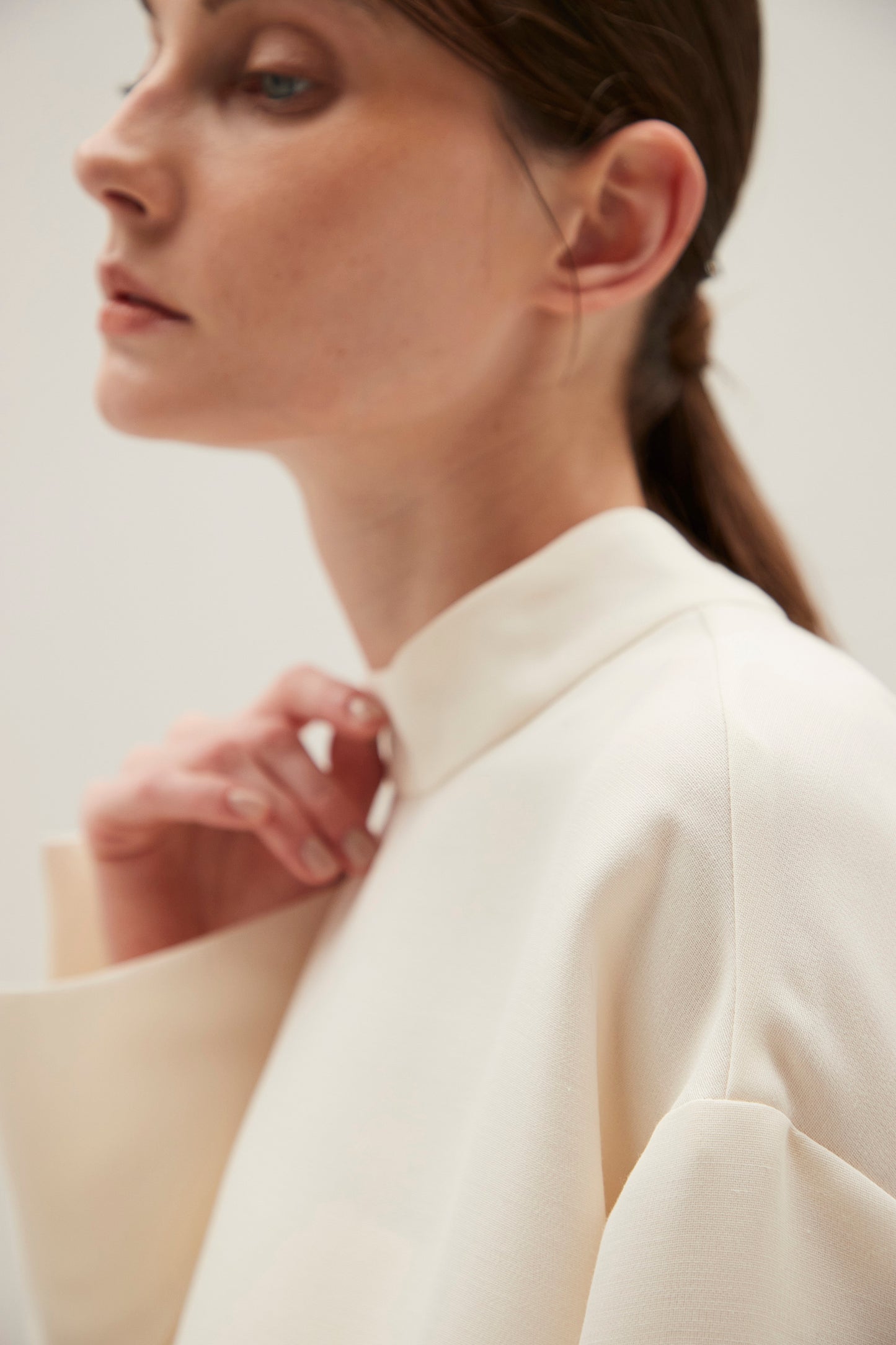Stand Collar Cocoon Blouse