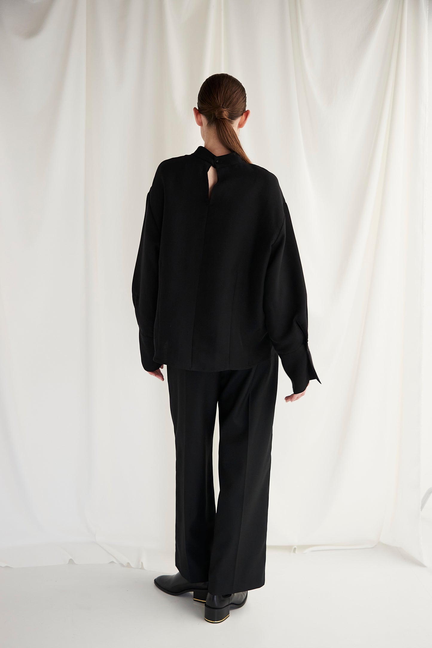 Stand Collar Cocoon Blouse
