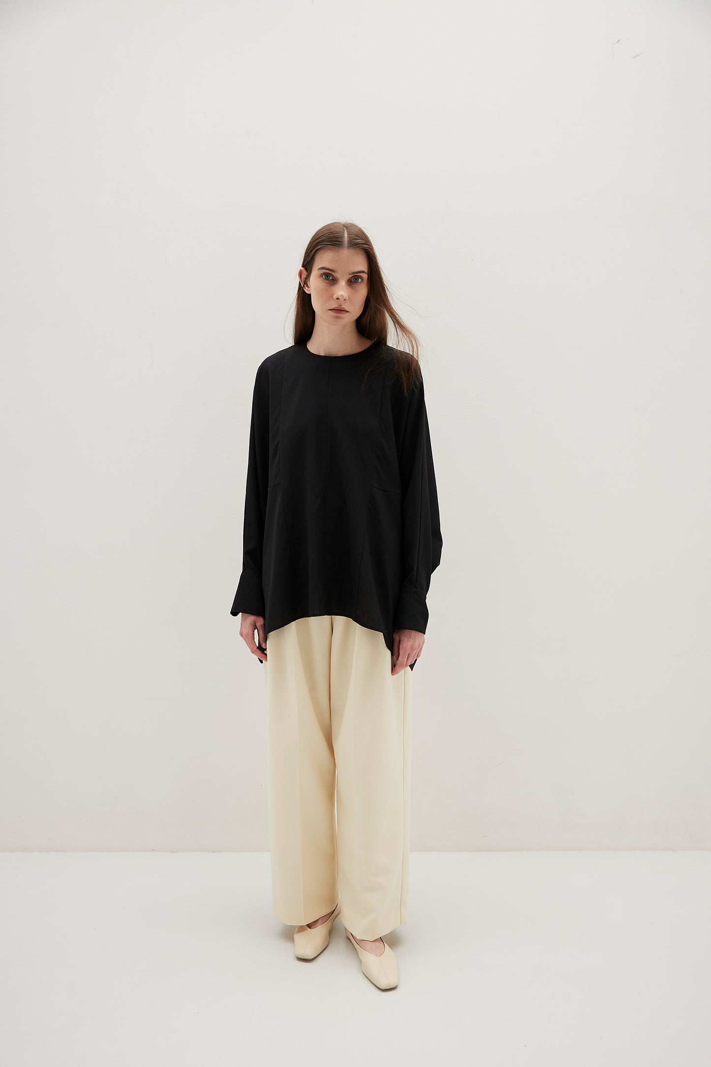 Poplin Drape Blouse