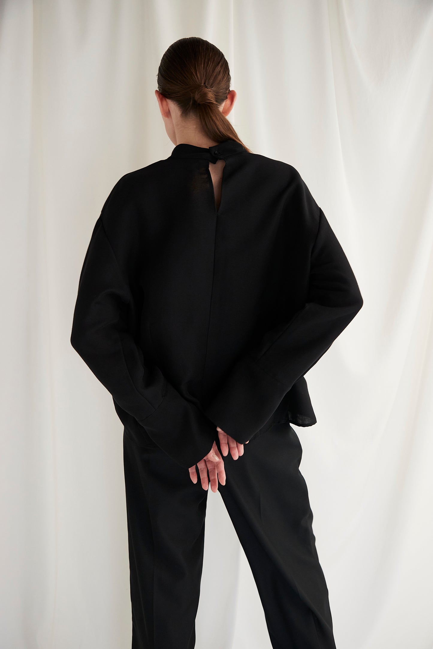 Stand Collar Cocoon Blouse