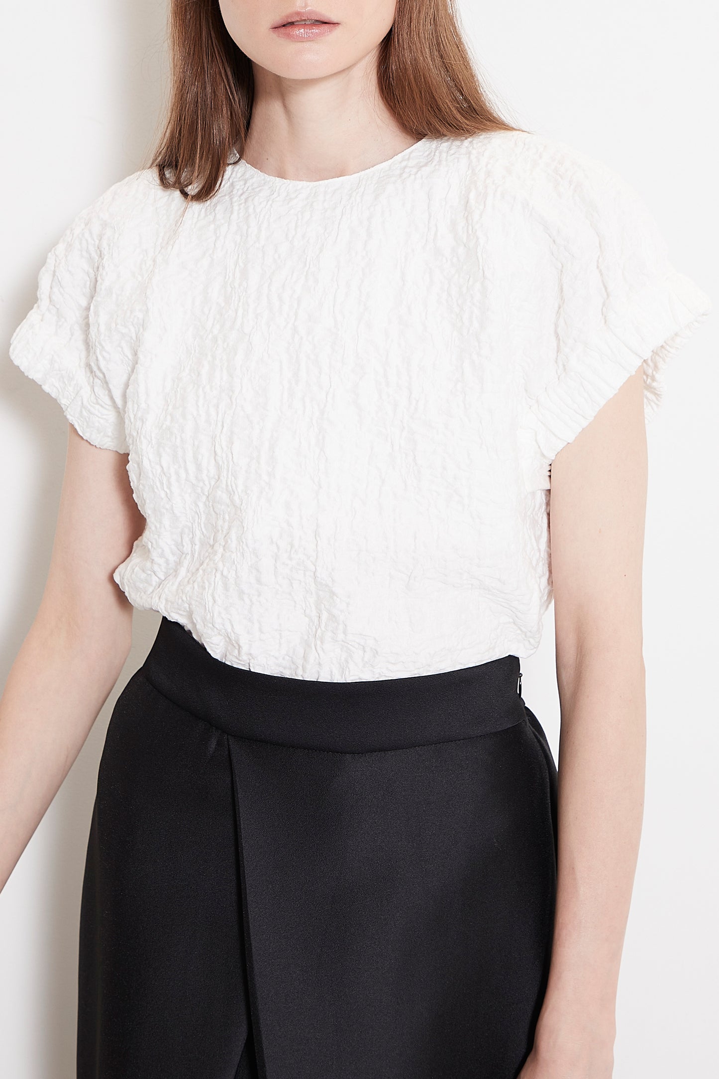 Gather sleeve jacquard Blouse
