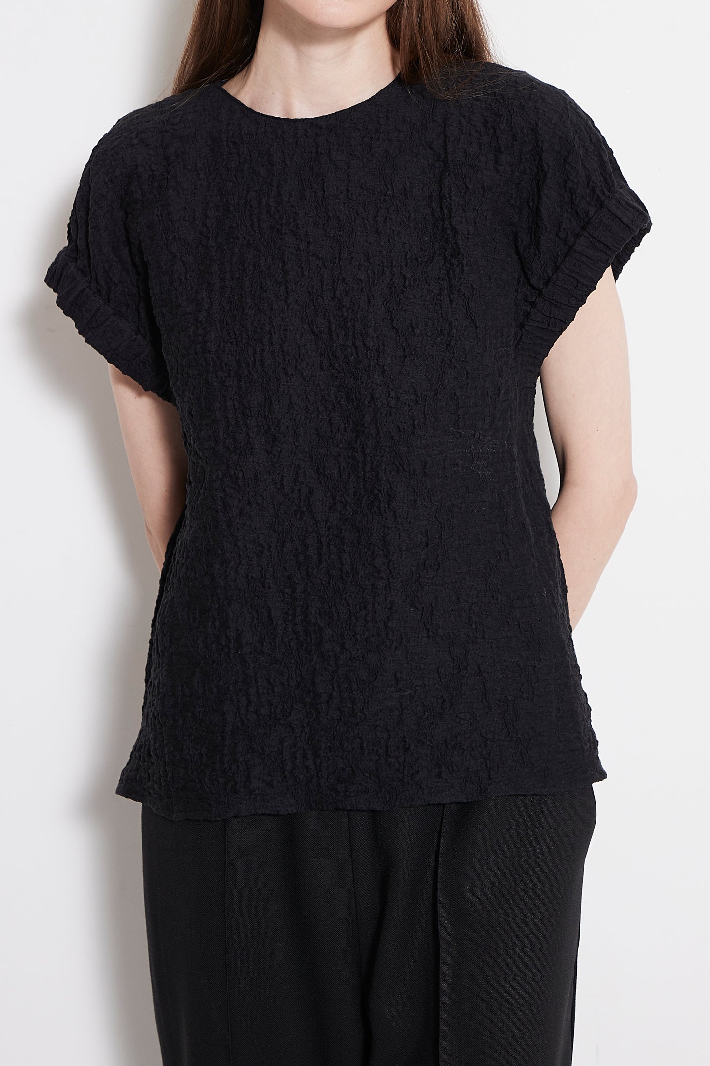 Gather sleeve jacquard Blouse