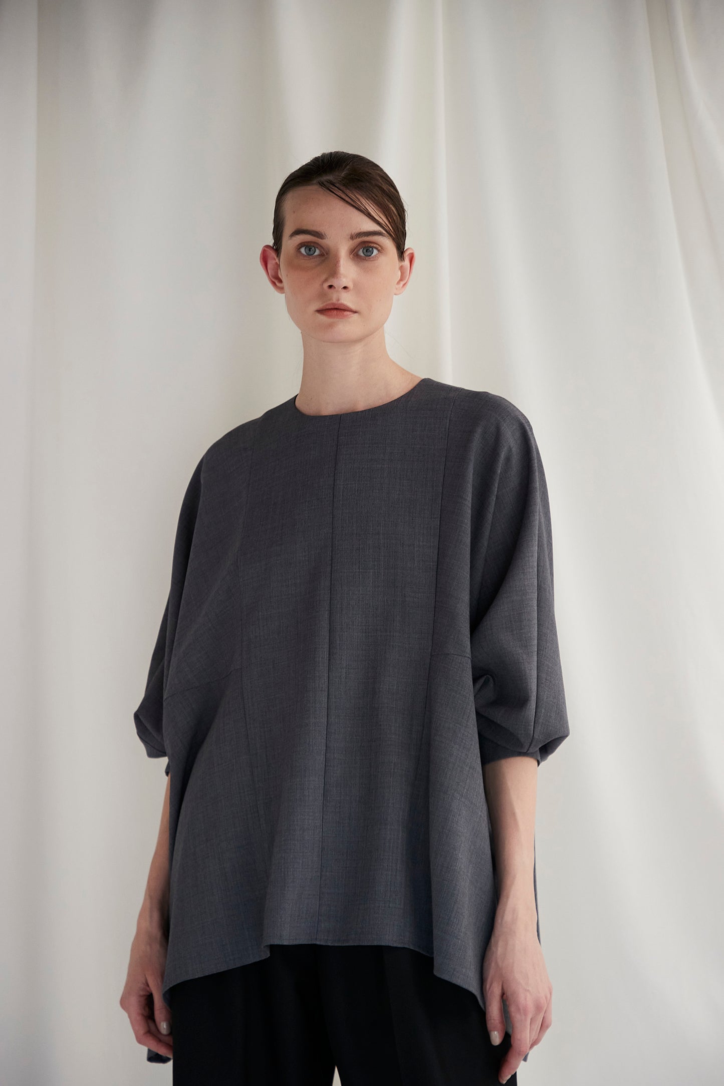 Poplin Drape Blouse