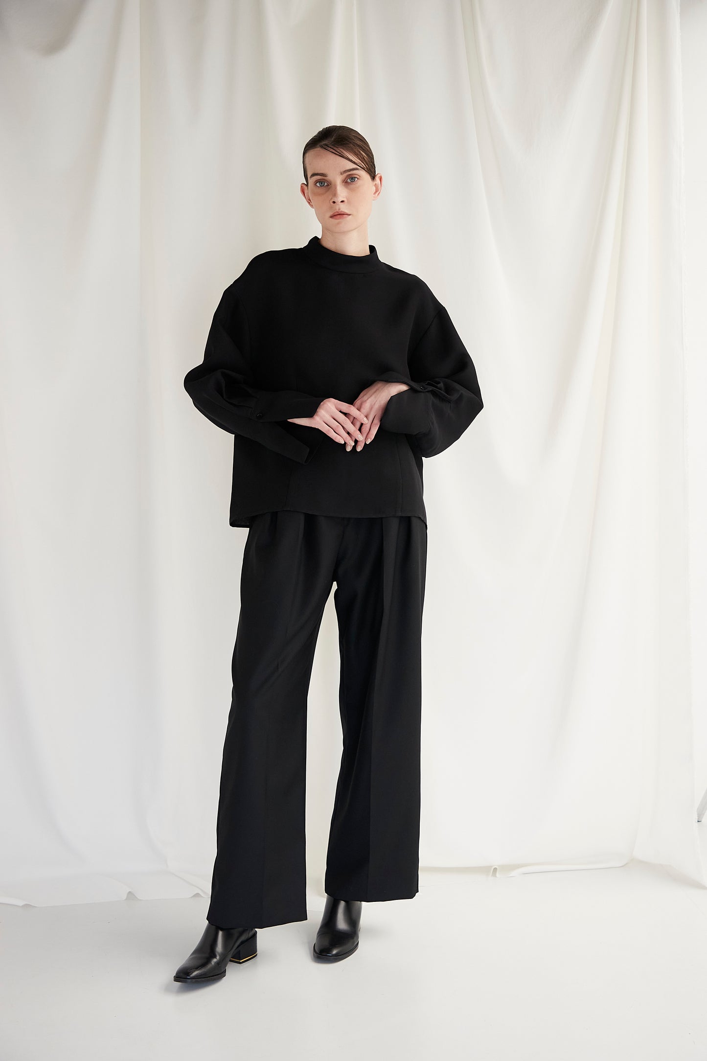 Stand Collar Cocoon Blouse