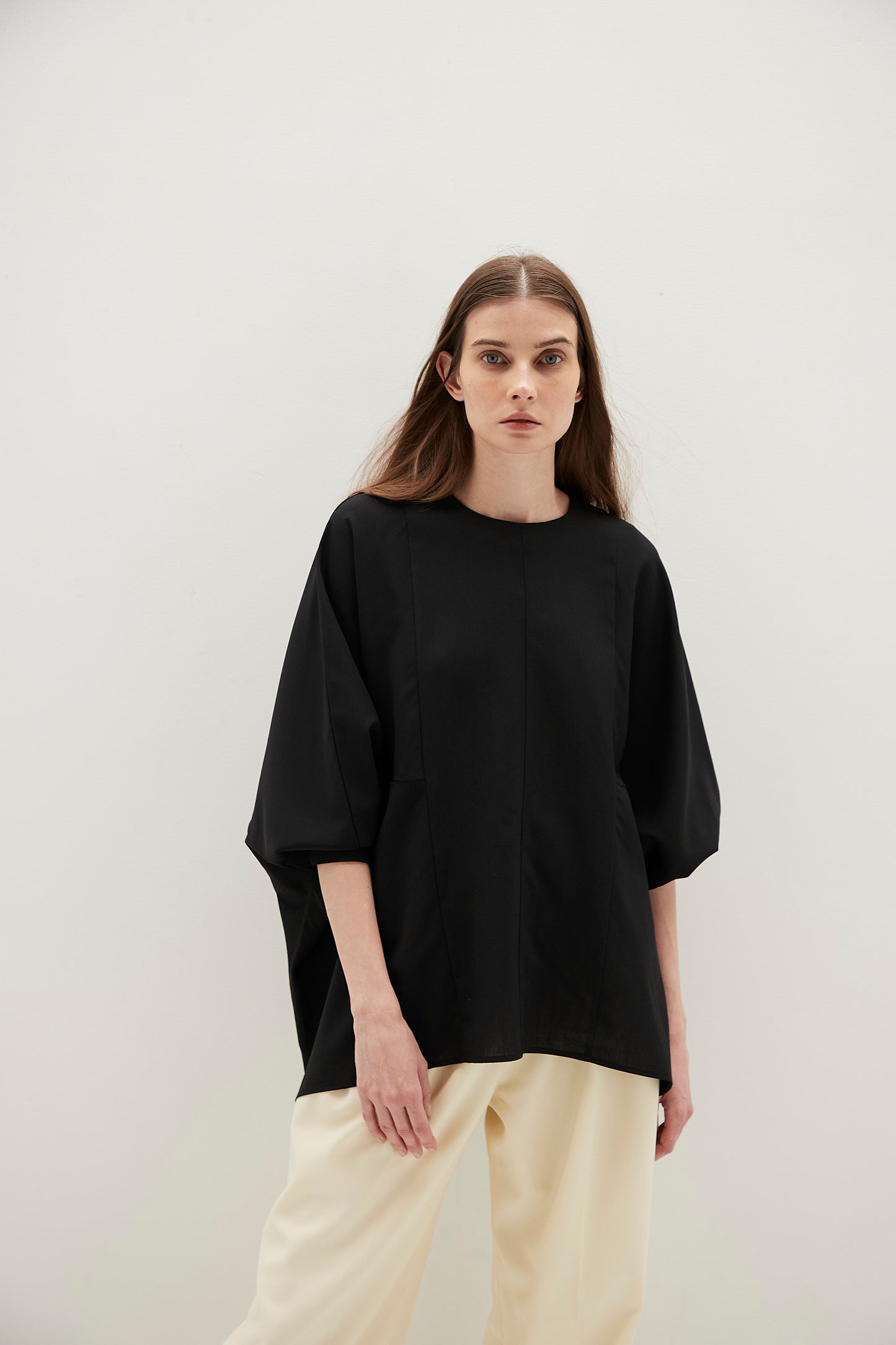Poplin Drape Blouse