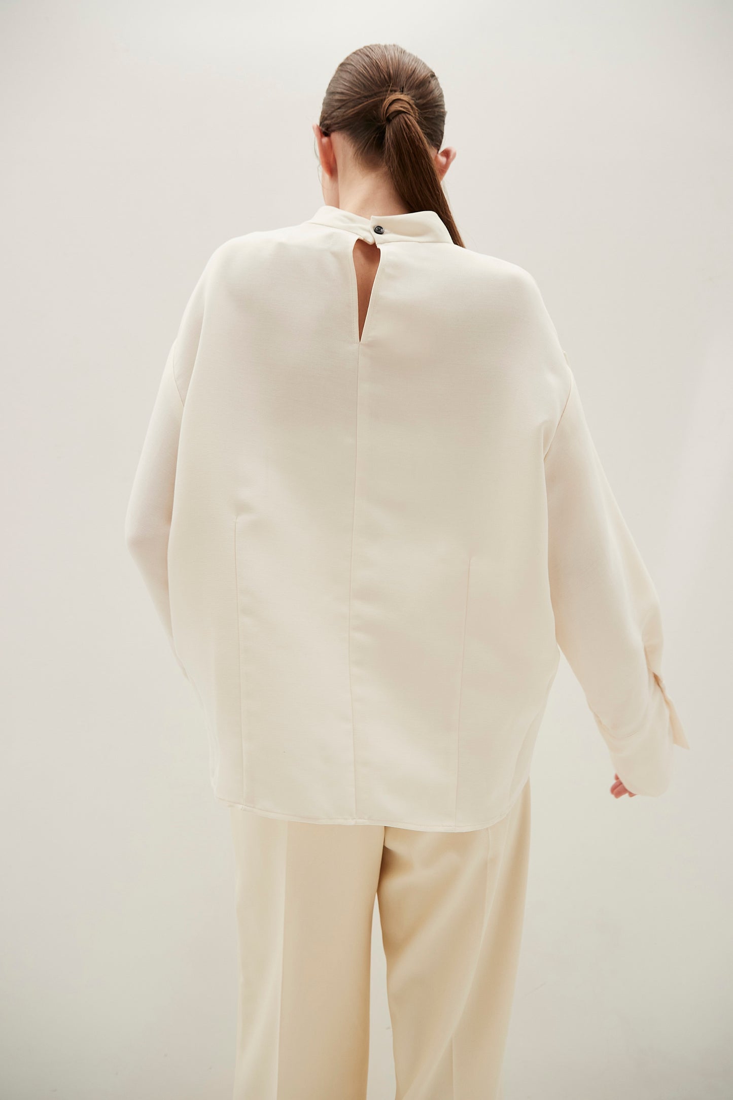 Stand Collar Cocoon Blouse