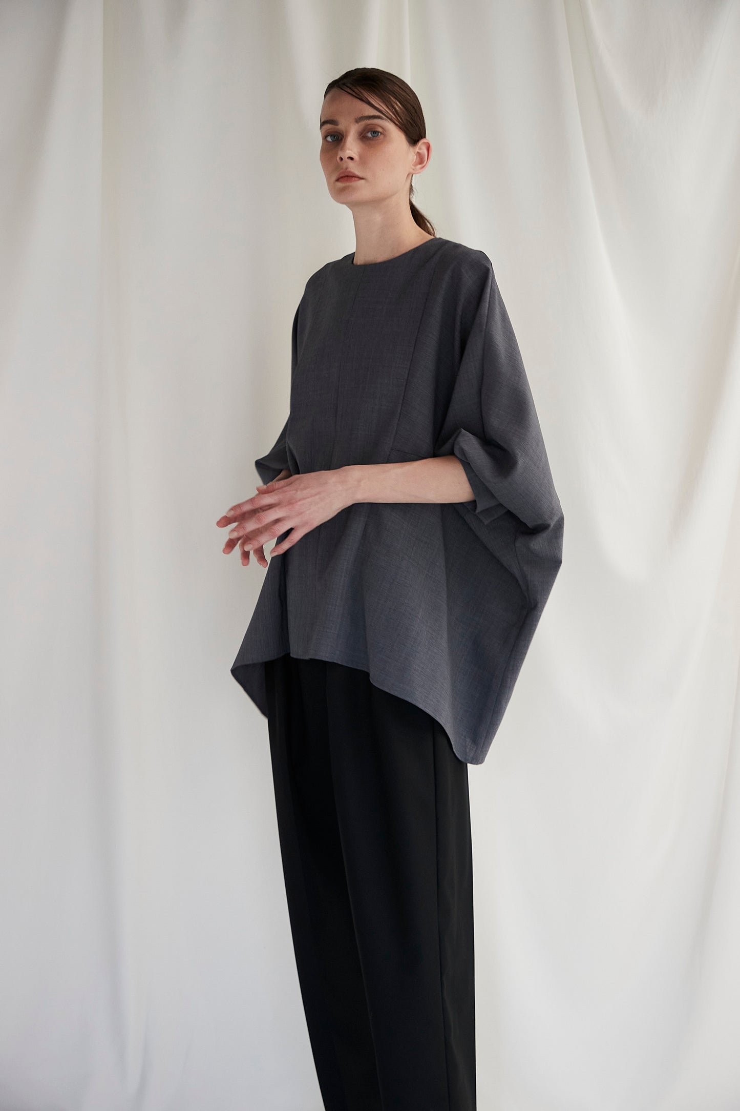 Poplin Drape Blouse