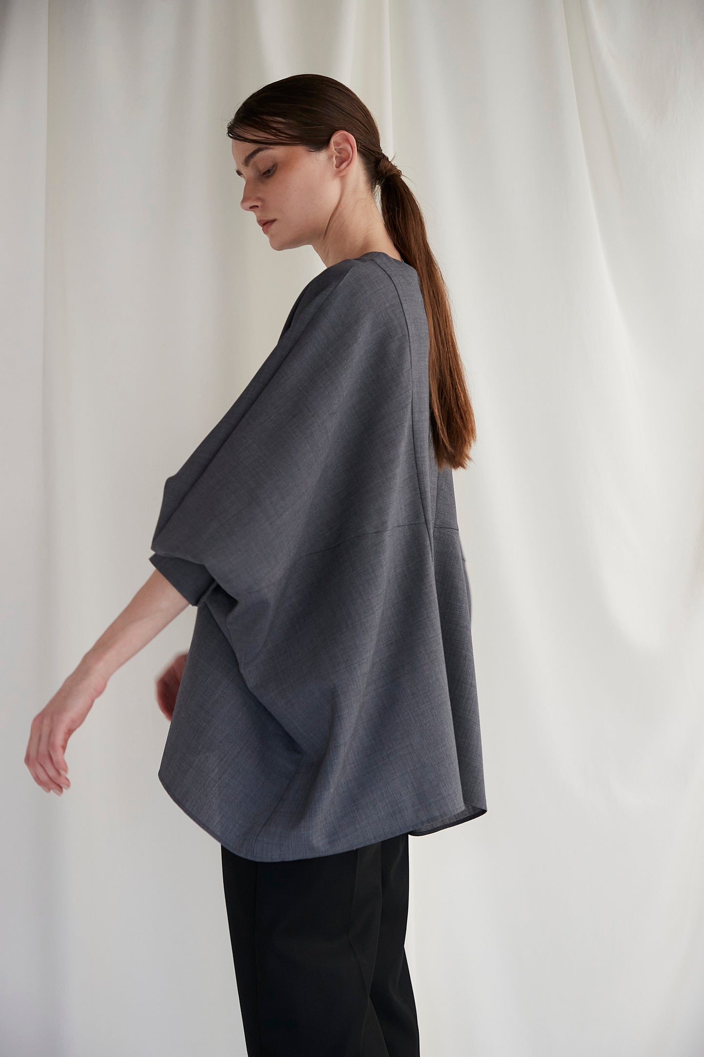 Poplin Drape Blouse