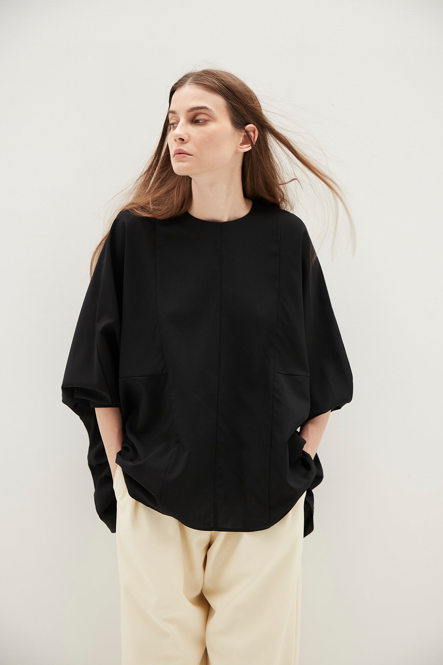 Poplin Drape Blouse