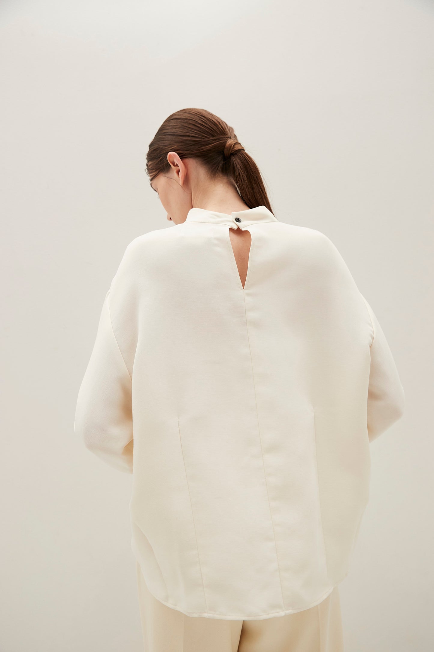 Stand Collar Cocoon Blouse