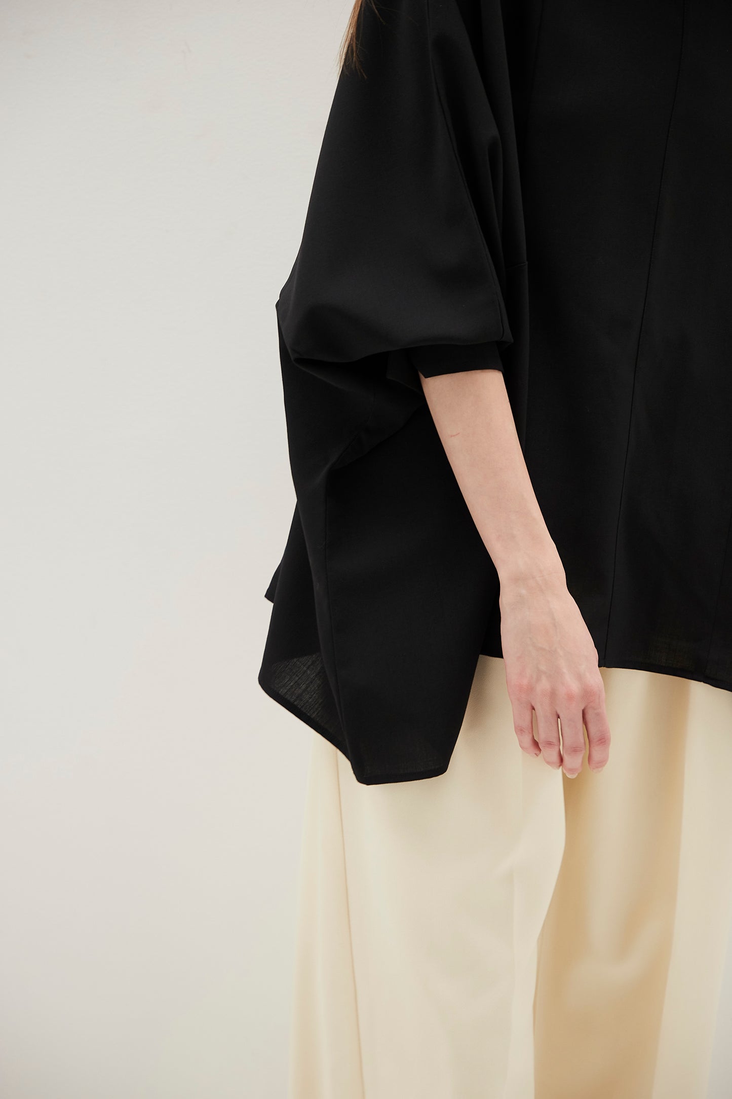 Poplin Drape Blouse