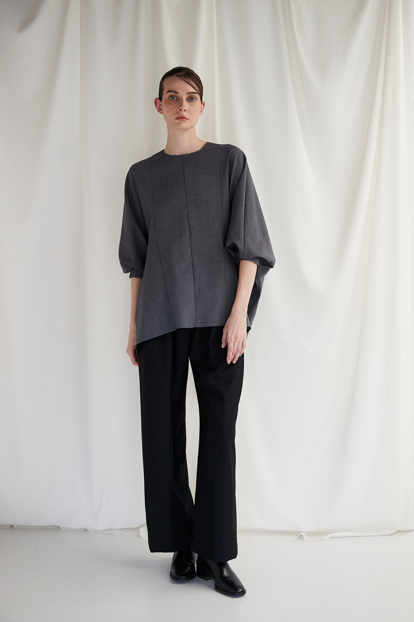 Poplin Drape Blouse