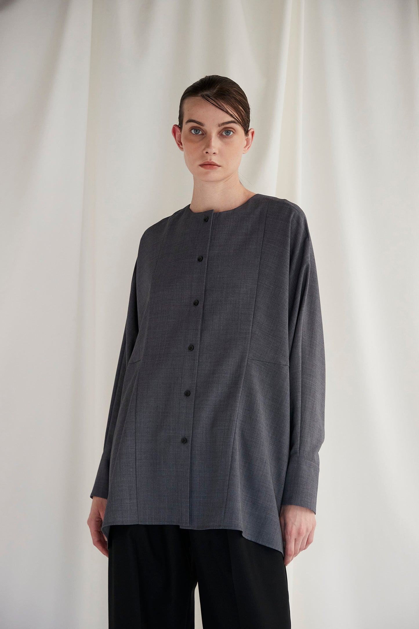 Poplin Drape Blouse