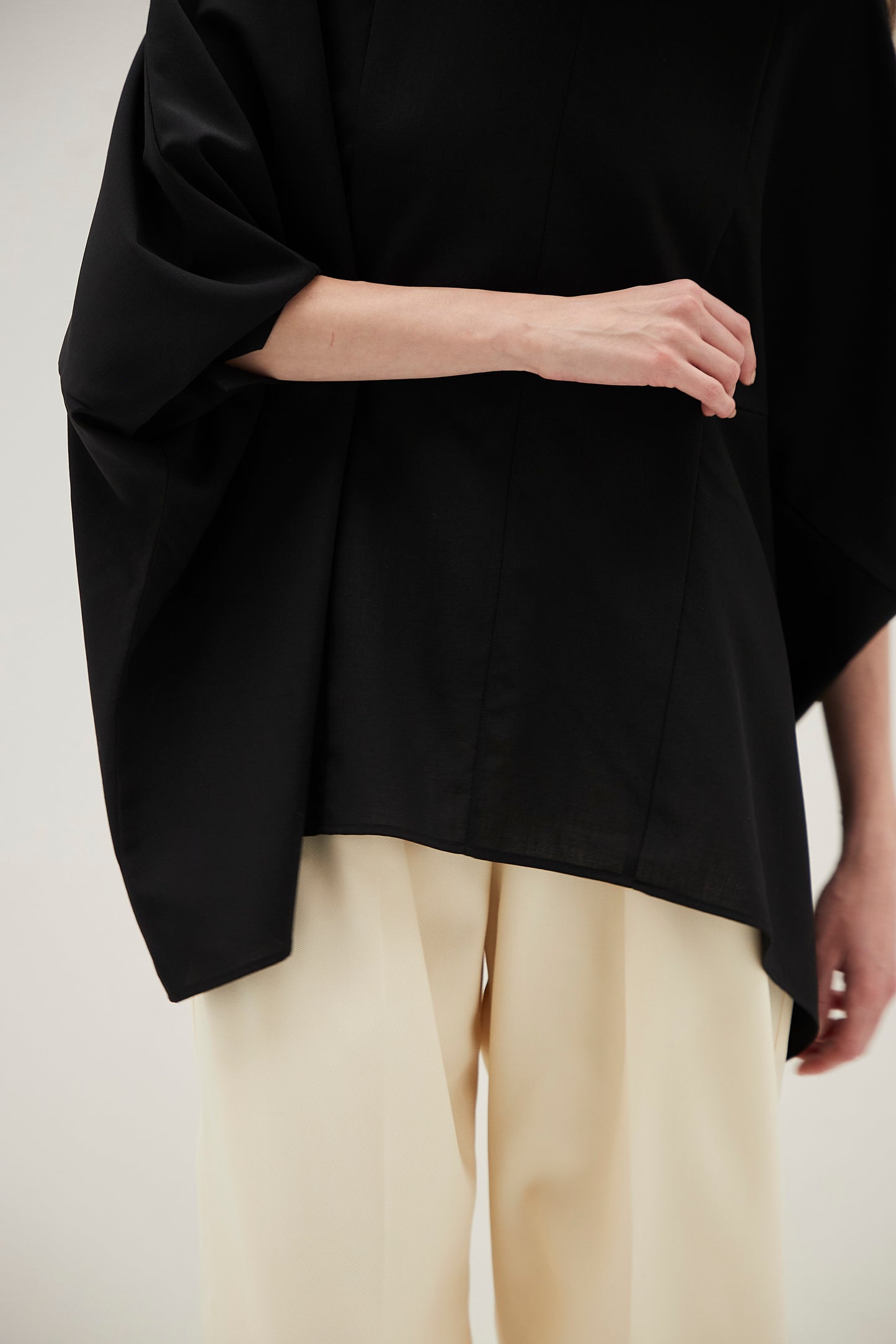 Poplin Drape Blouse