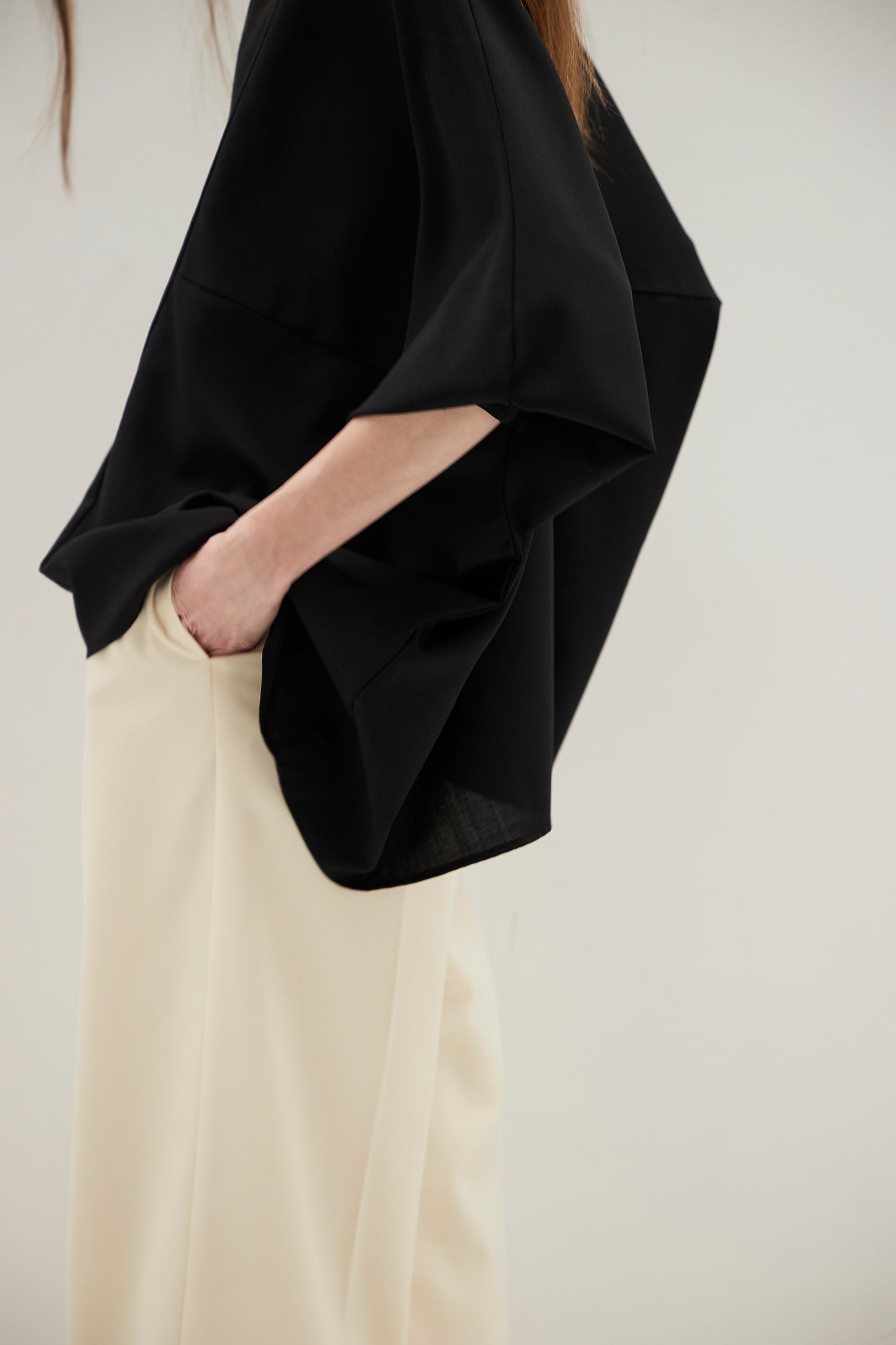 Poplin Drape Blouse