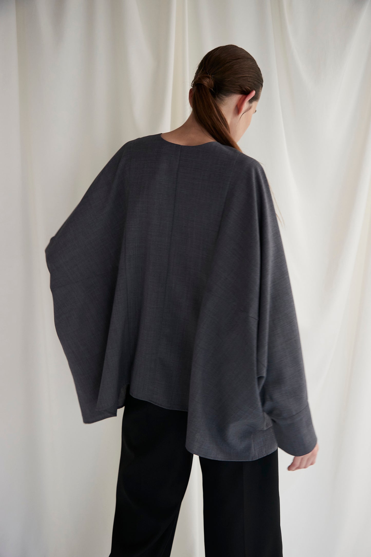 Poplin Drape Blouse
