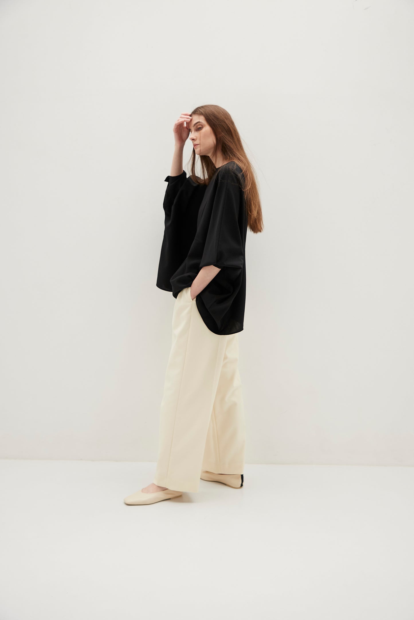 Poplin Drape Blouse