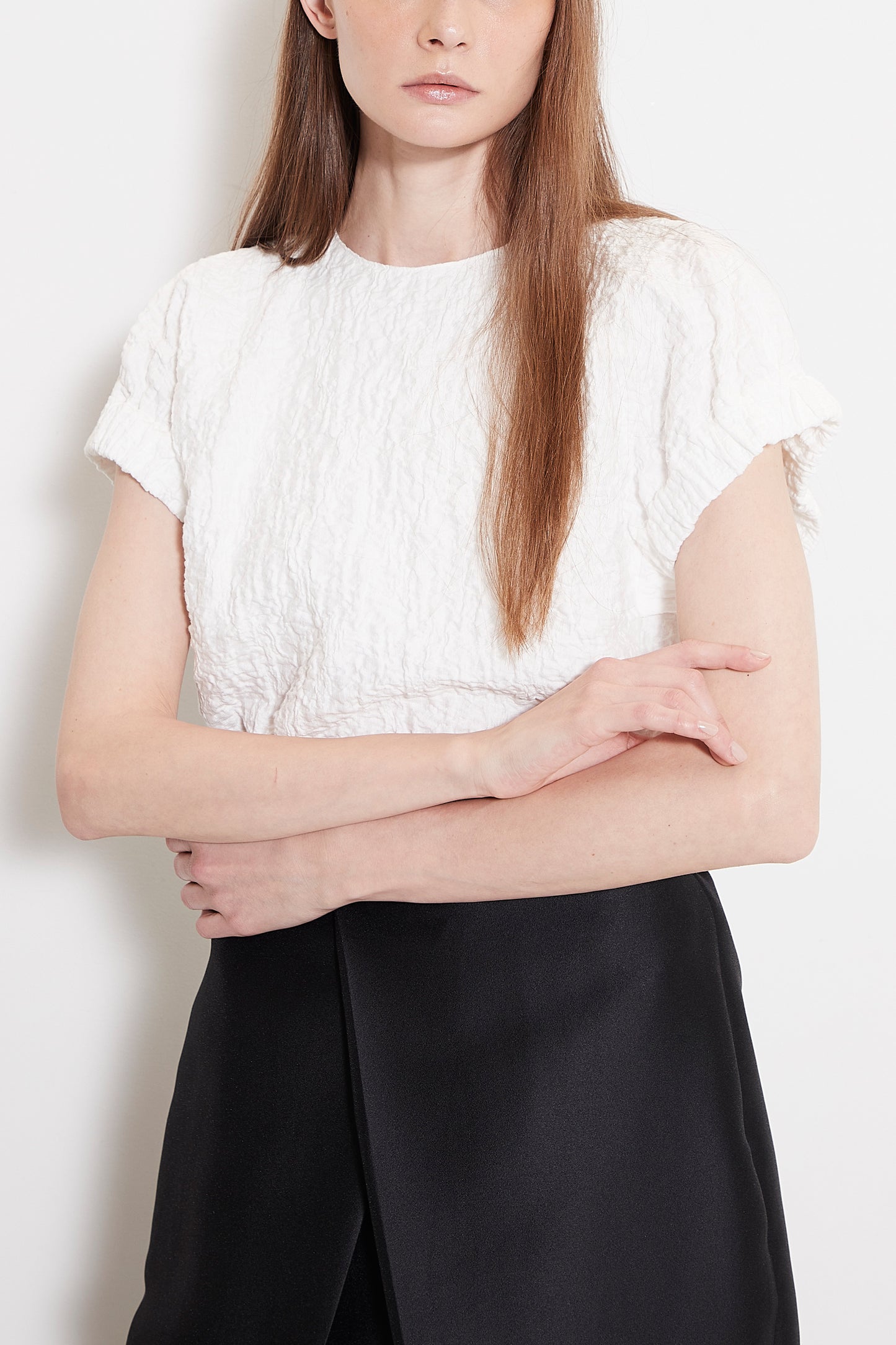 Gather sleeve jacquard Blouse