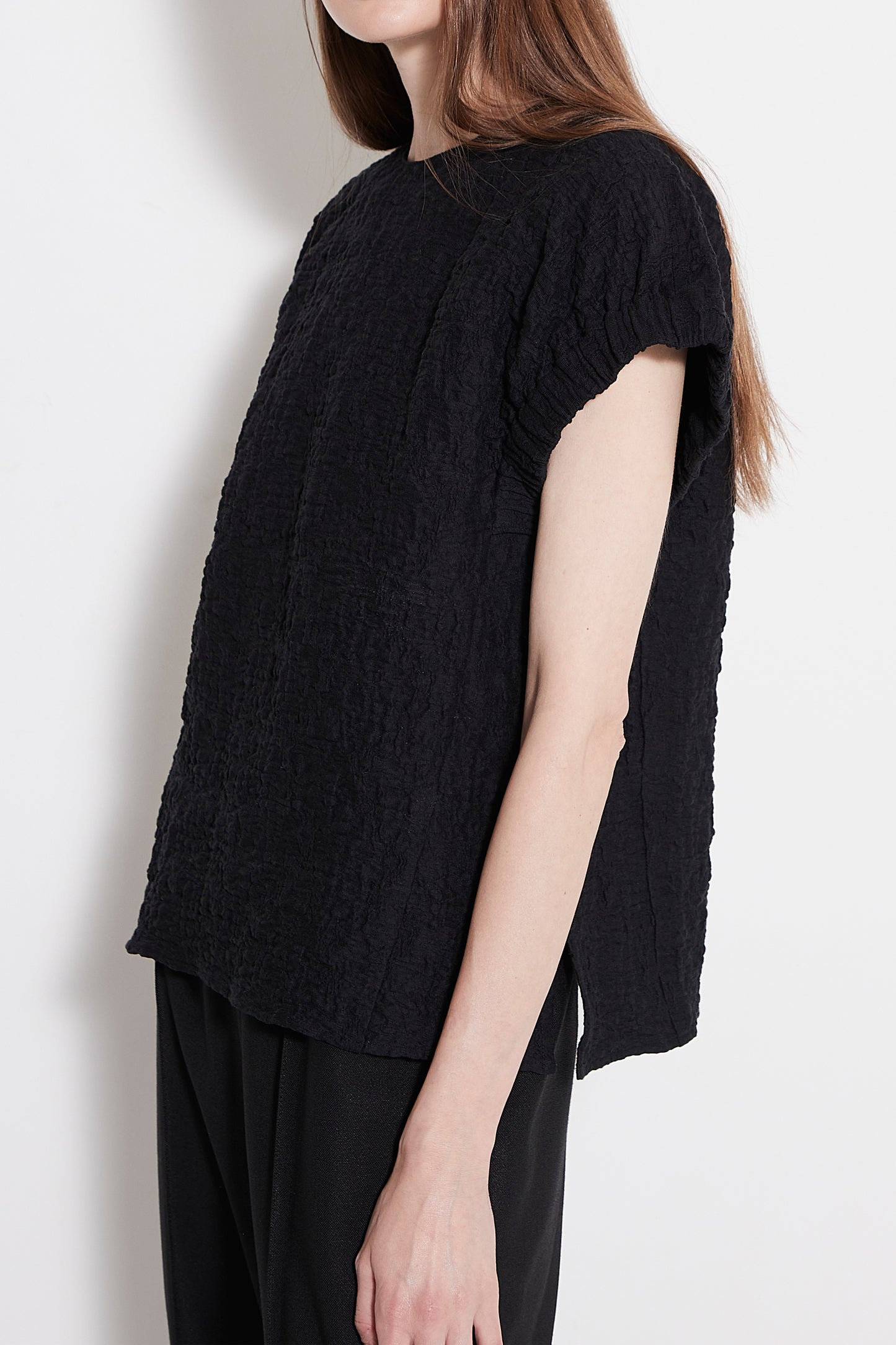 Gather sleeve jacquard Blouse