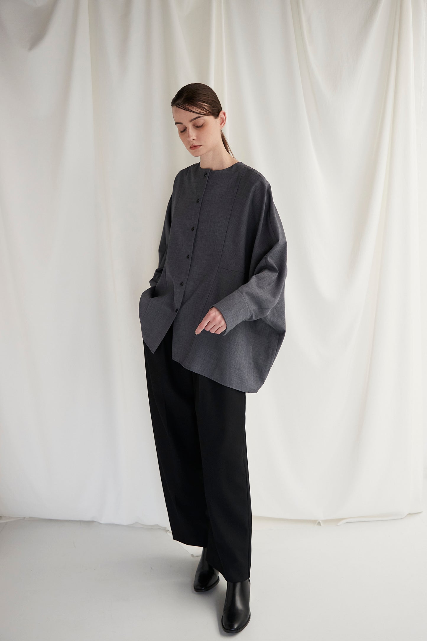 Poplin Drape Blouse
