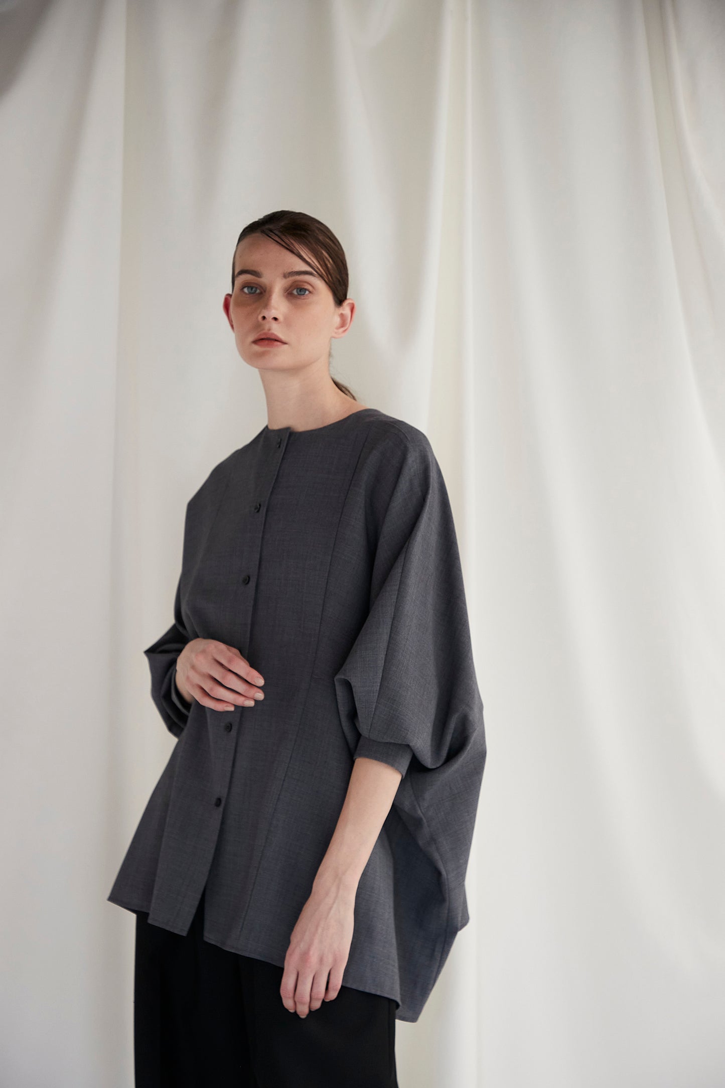 Poplin Drape Blouse