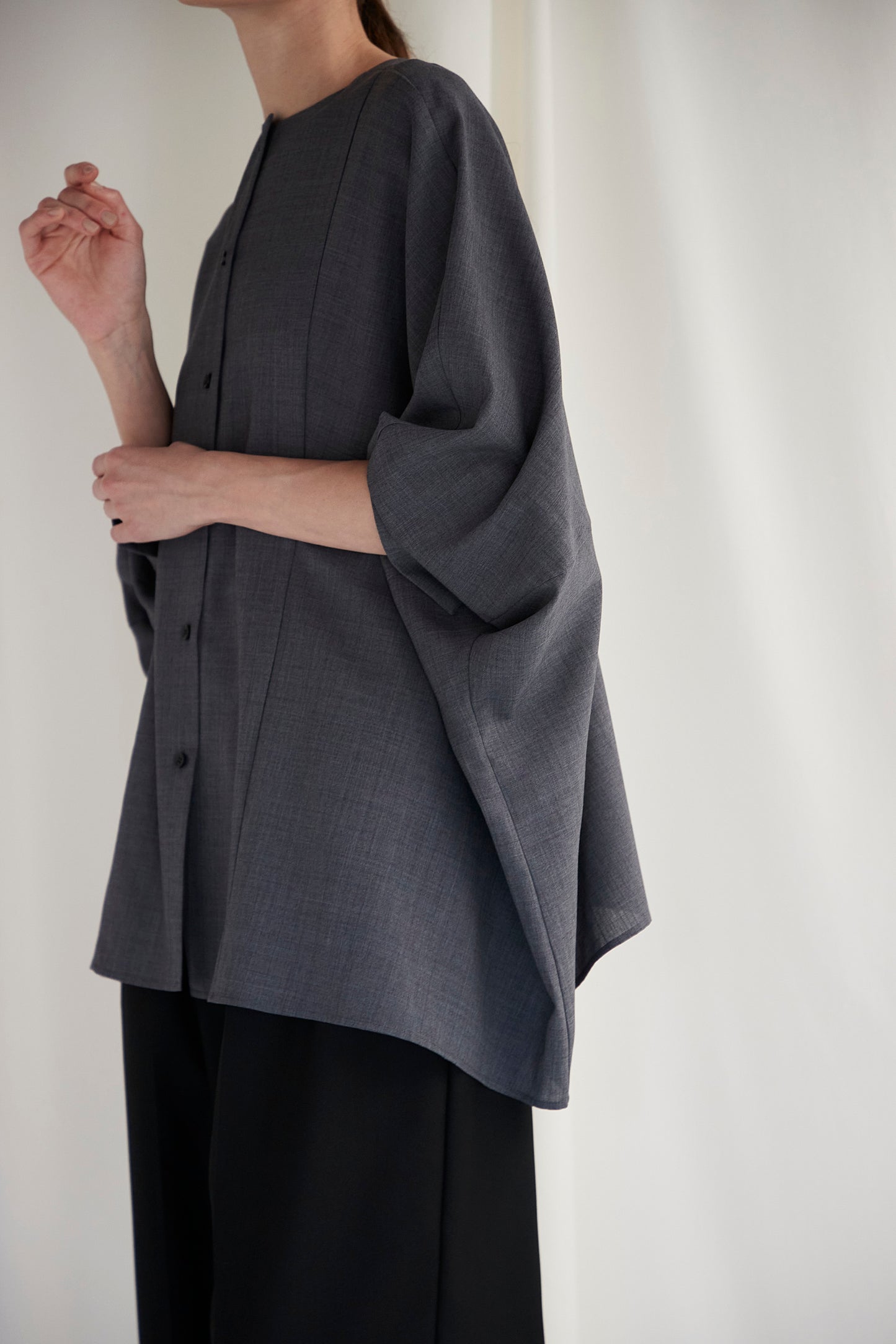 Poplin Drape Blouse