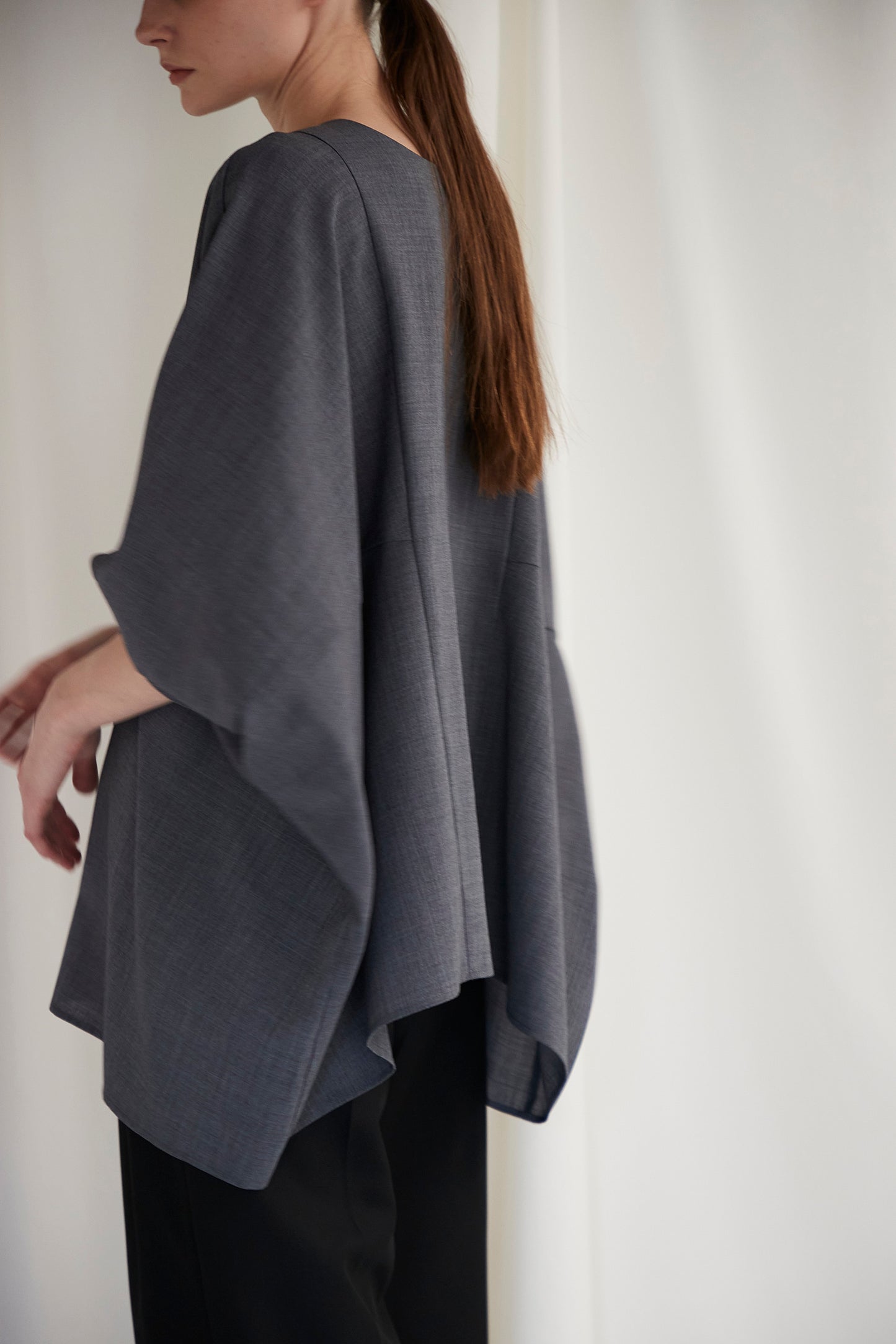 Poplin Drape Blouse