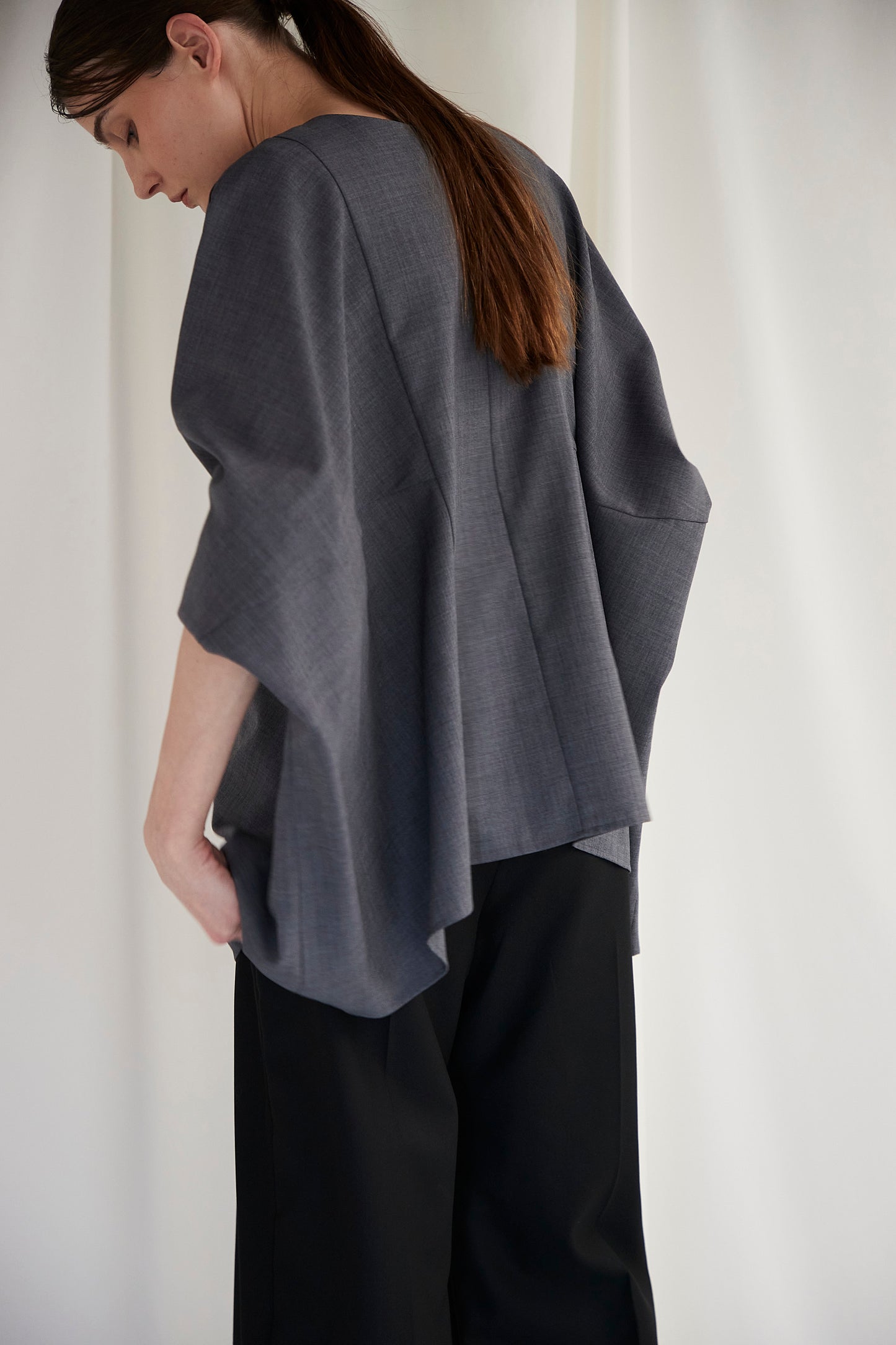 Poplin Drape Blouse
