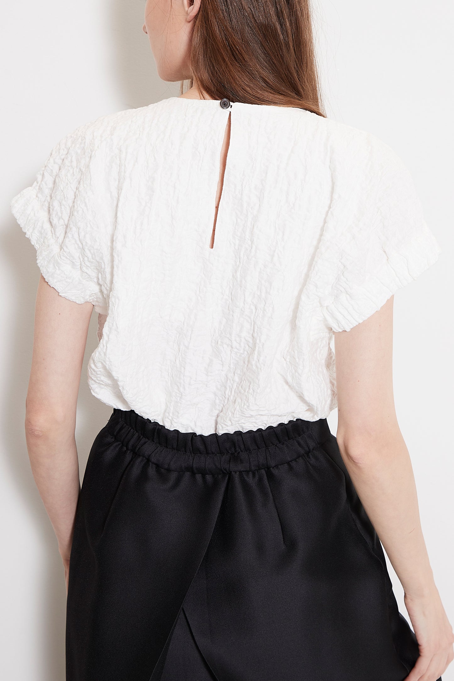 Gather sleeve jacquard Blouse
