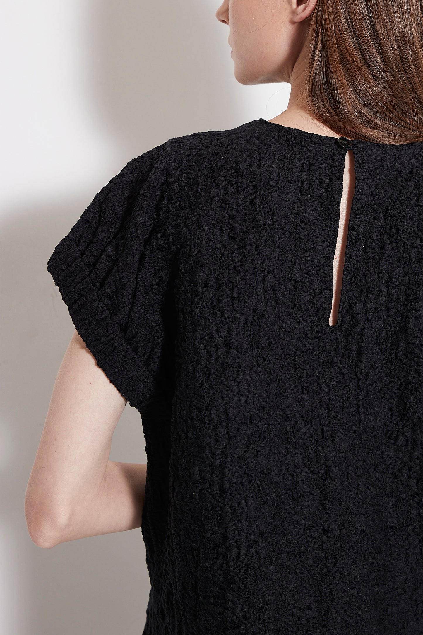 Gather sleeve jacquard Blouse