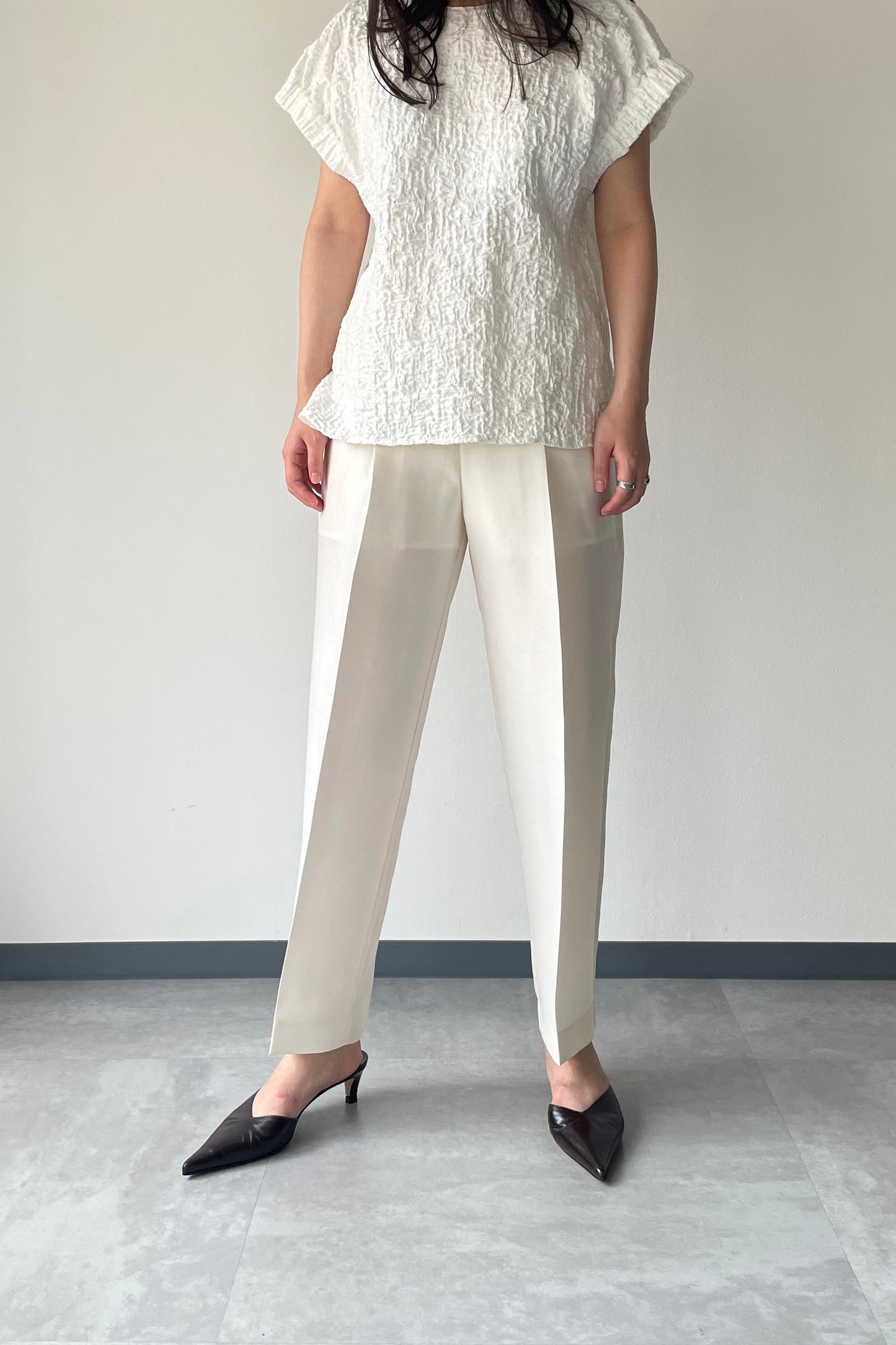 Silkey sheer Pants-BLACK