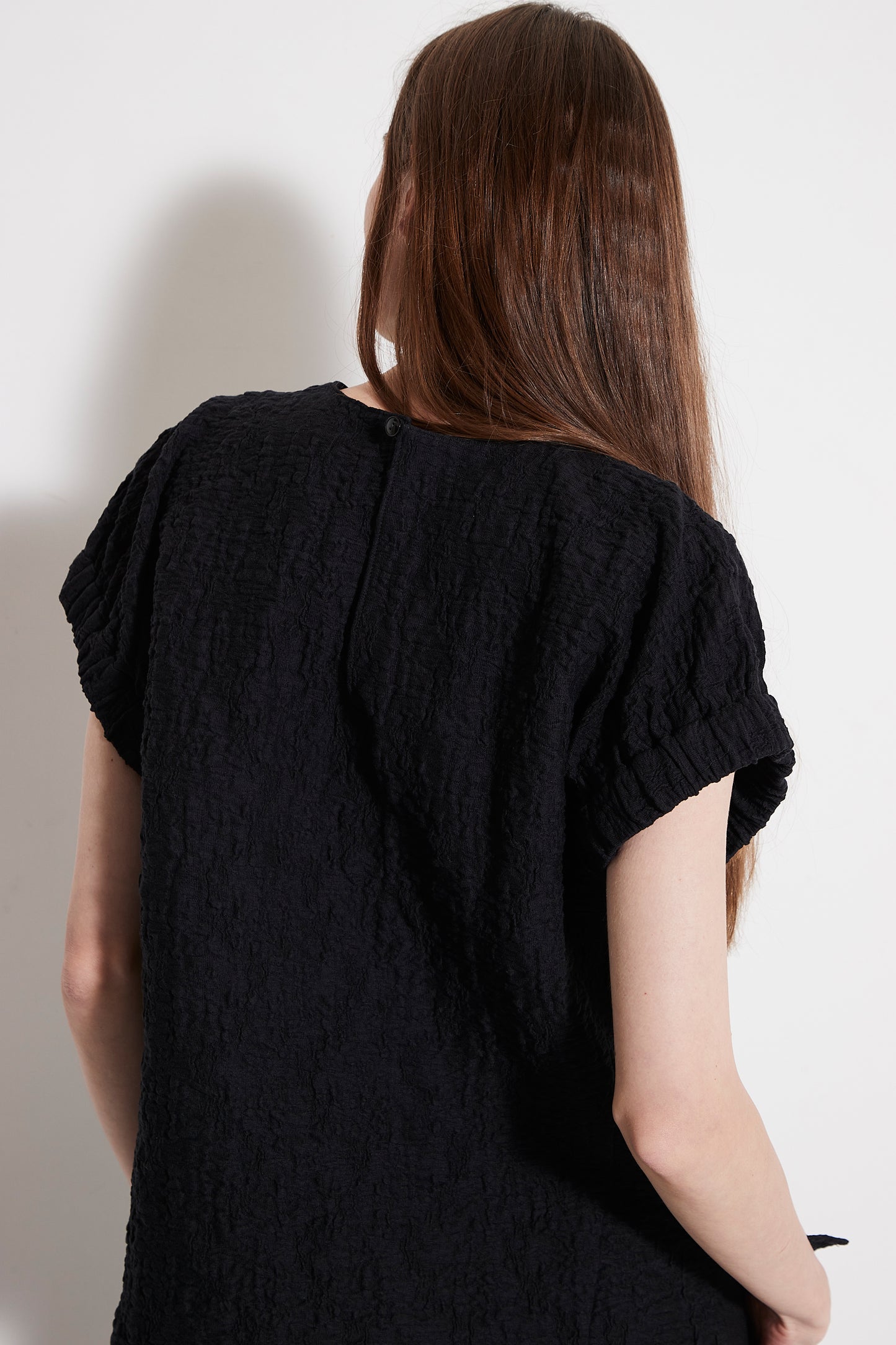 Gather sleeve jacquard Blouse