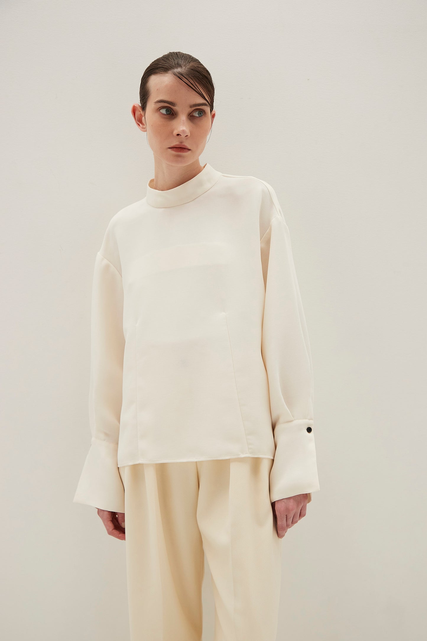Stand Collar Cocoon Blouse