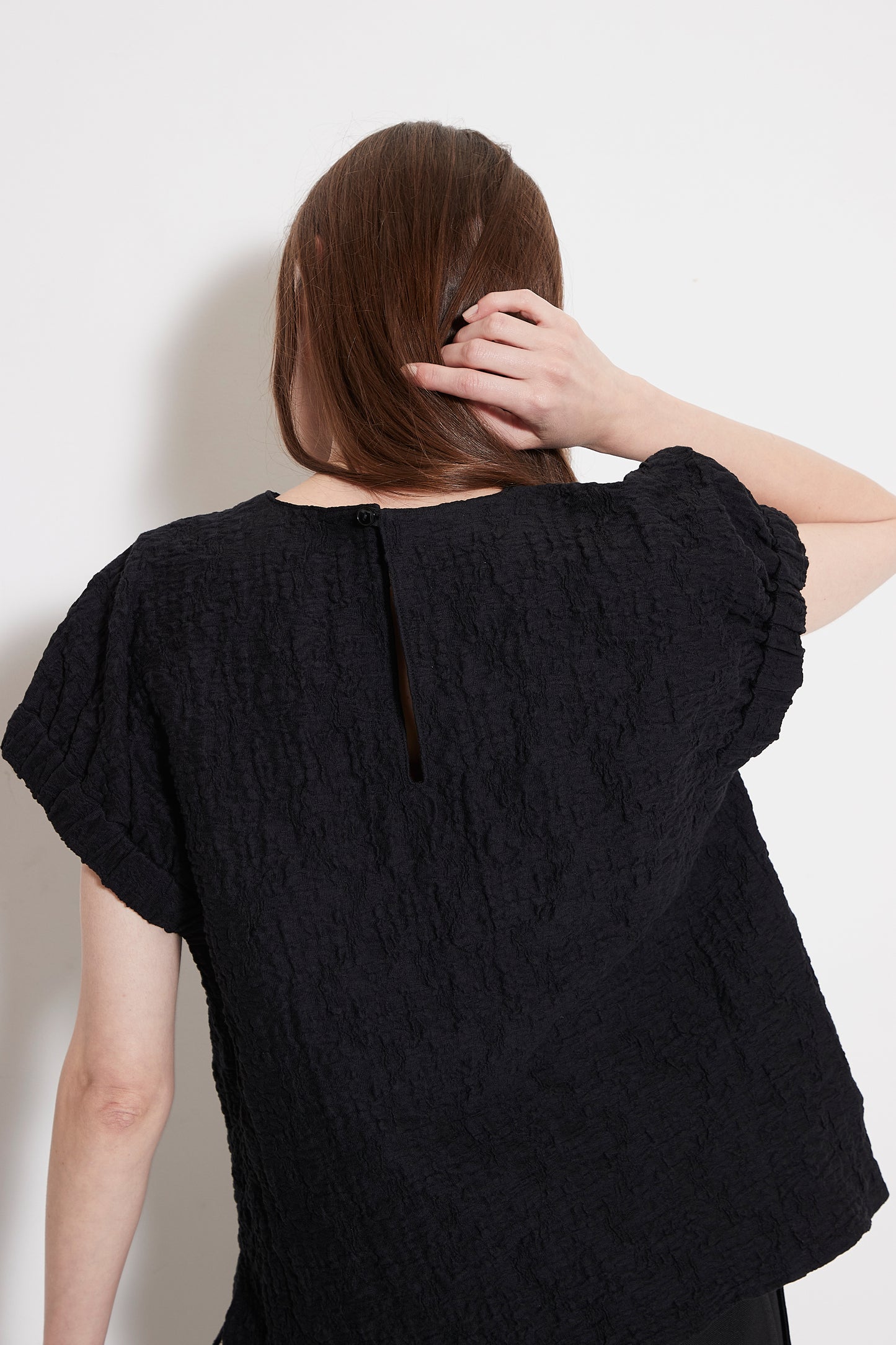 Gather sleeve jacquard Blouse