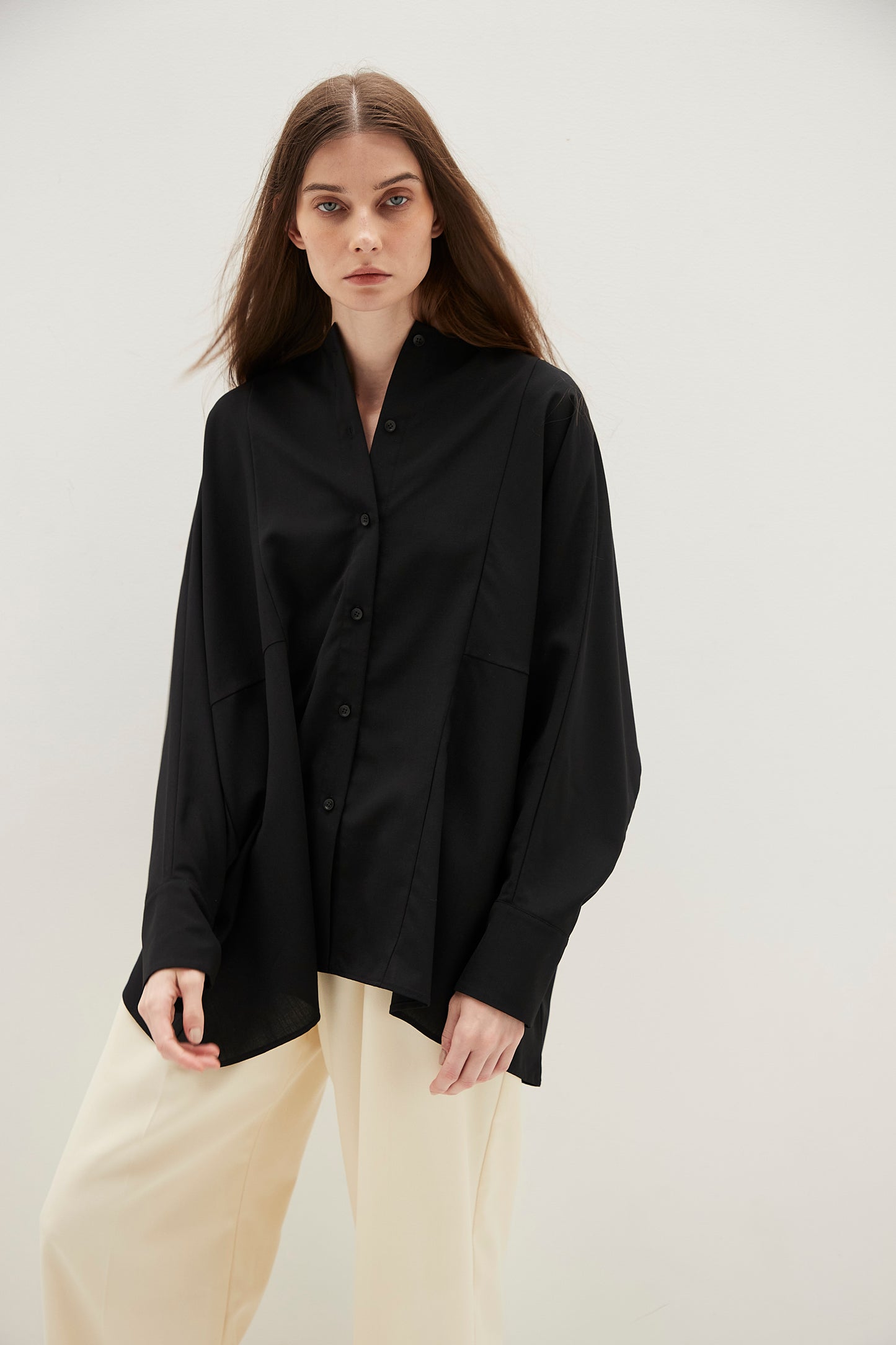 Poplin Drape Blouse